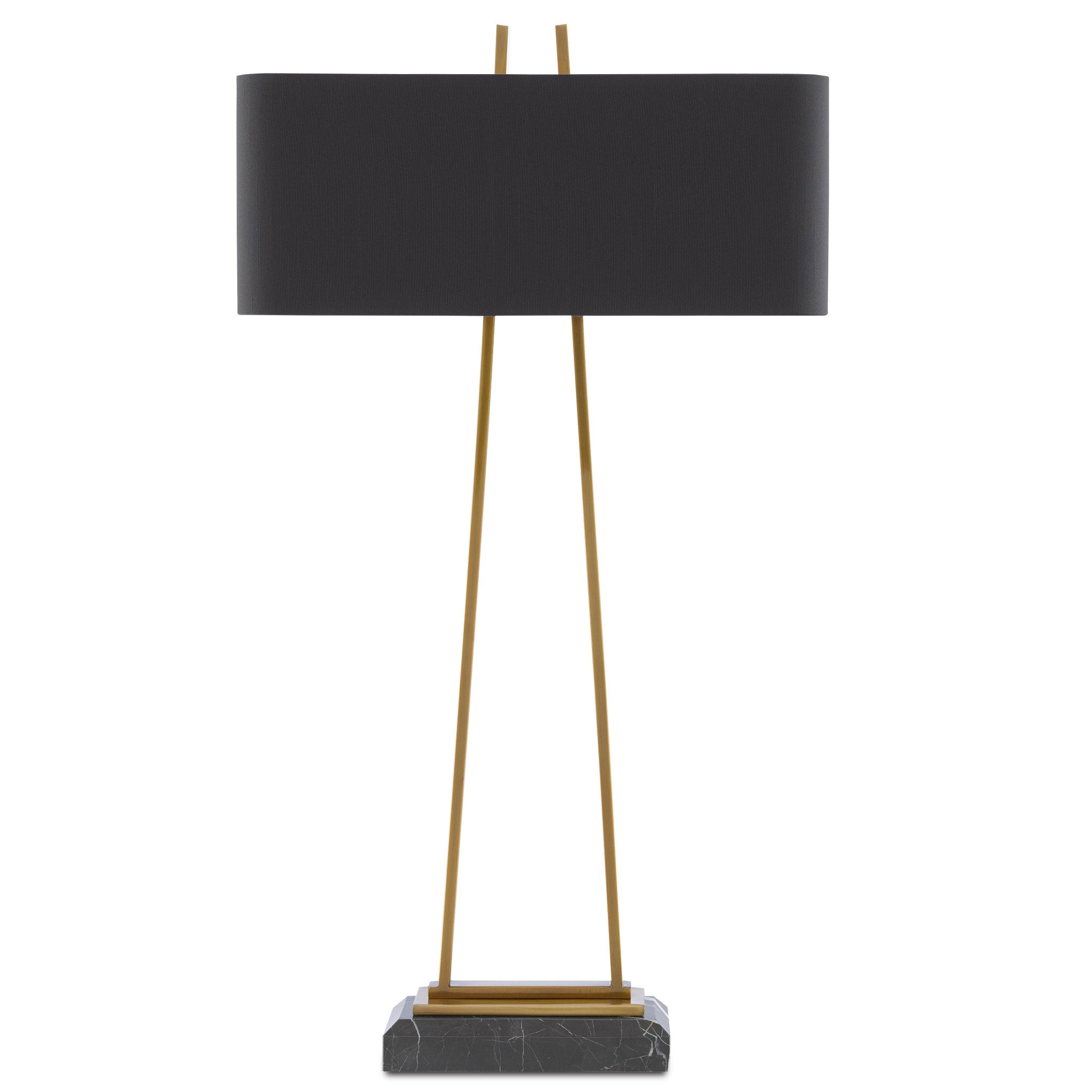 Brass Table Lamp With Black Shade