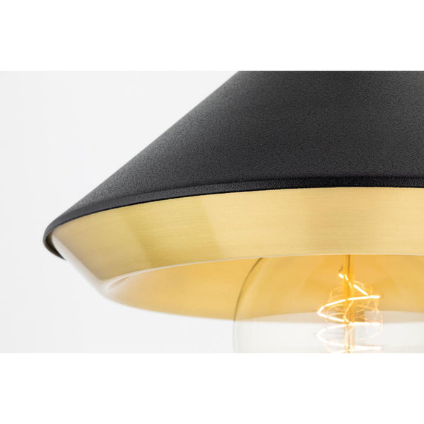 Marnie 1 Light Pendant in Aged Brass/Black