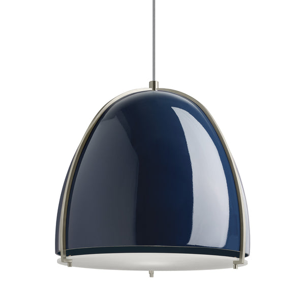 Visual Comfort Modern Collection 700TDPRVPUS-LED927 Sean Lavin Paravo  Pendant 1 Light 120 Volts 15.1in Length 2700K in Blue/Satin Nickel