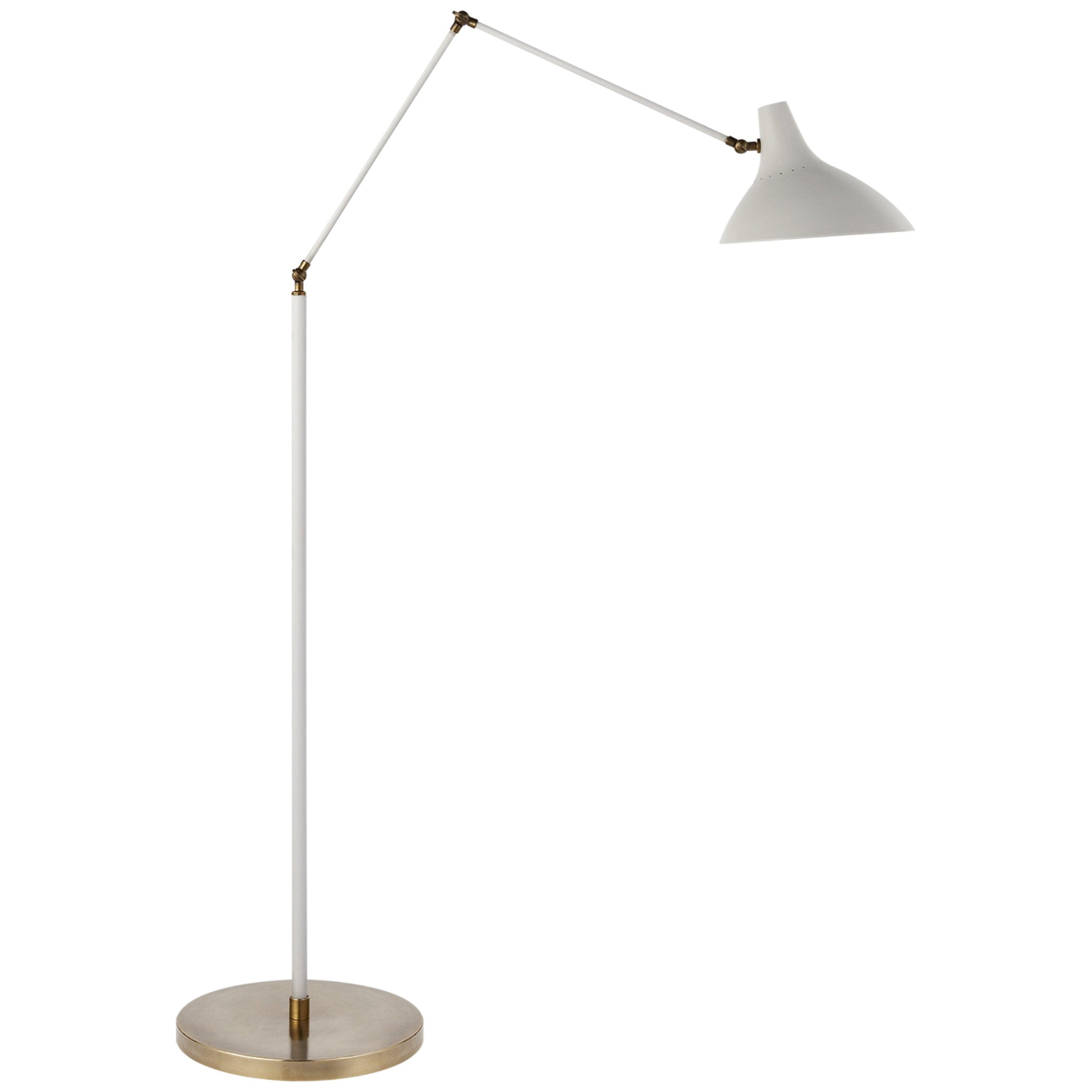 AERIN Charlton Floor Lamp in White and Hand Rubbed Antique Brass