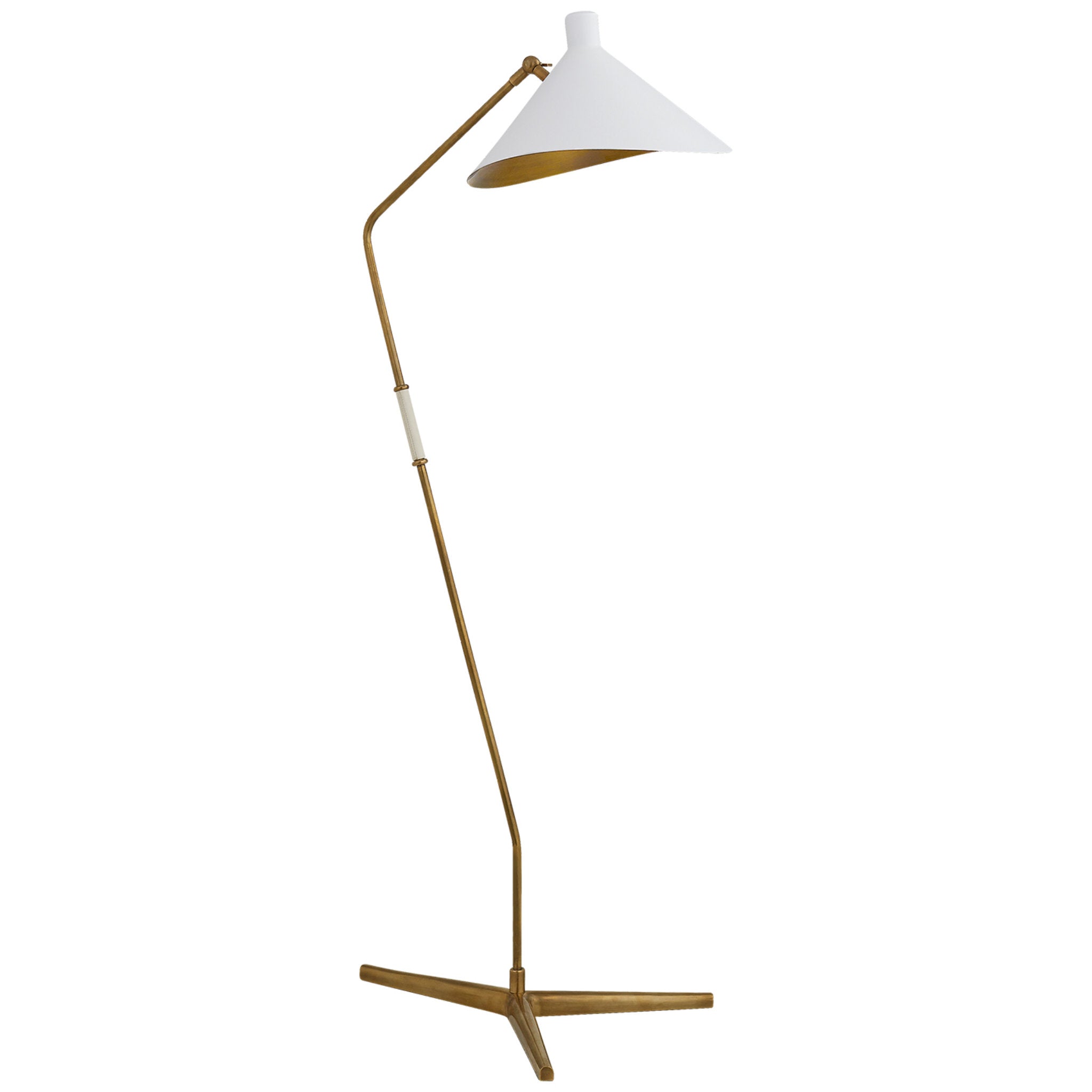 AERIN Mayotte Large Offset Floor Lamp in Hand Rubbed Antique Brass wit