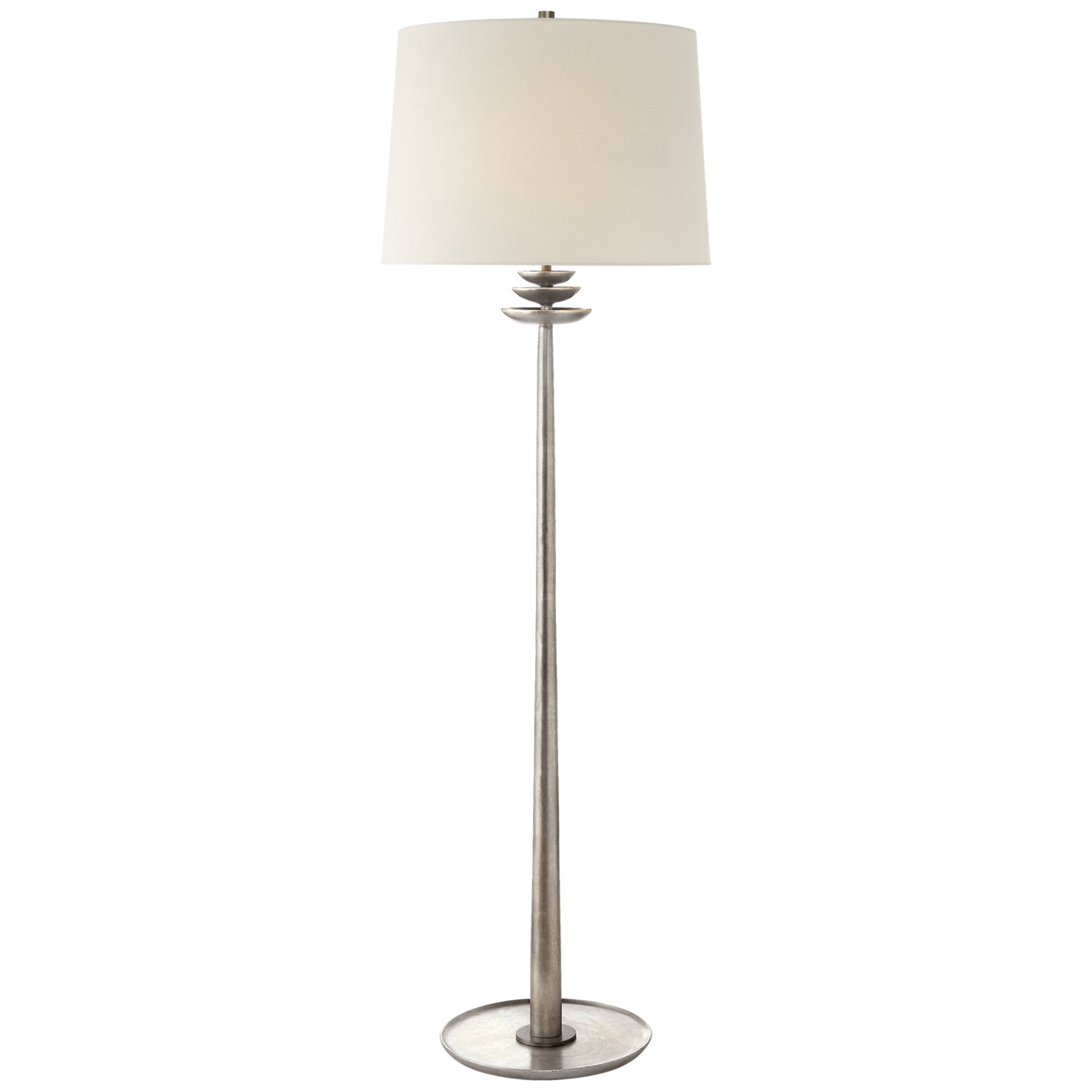 AERIN Beaumont Floor Lamp in Burnished Silver Leaf with Linen Shade