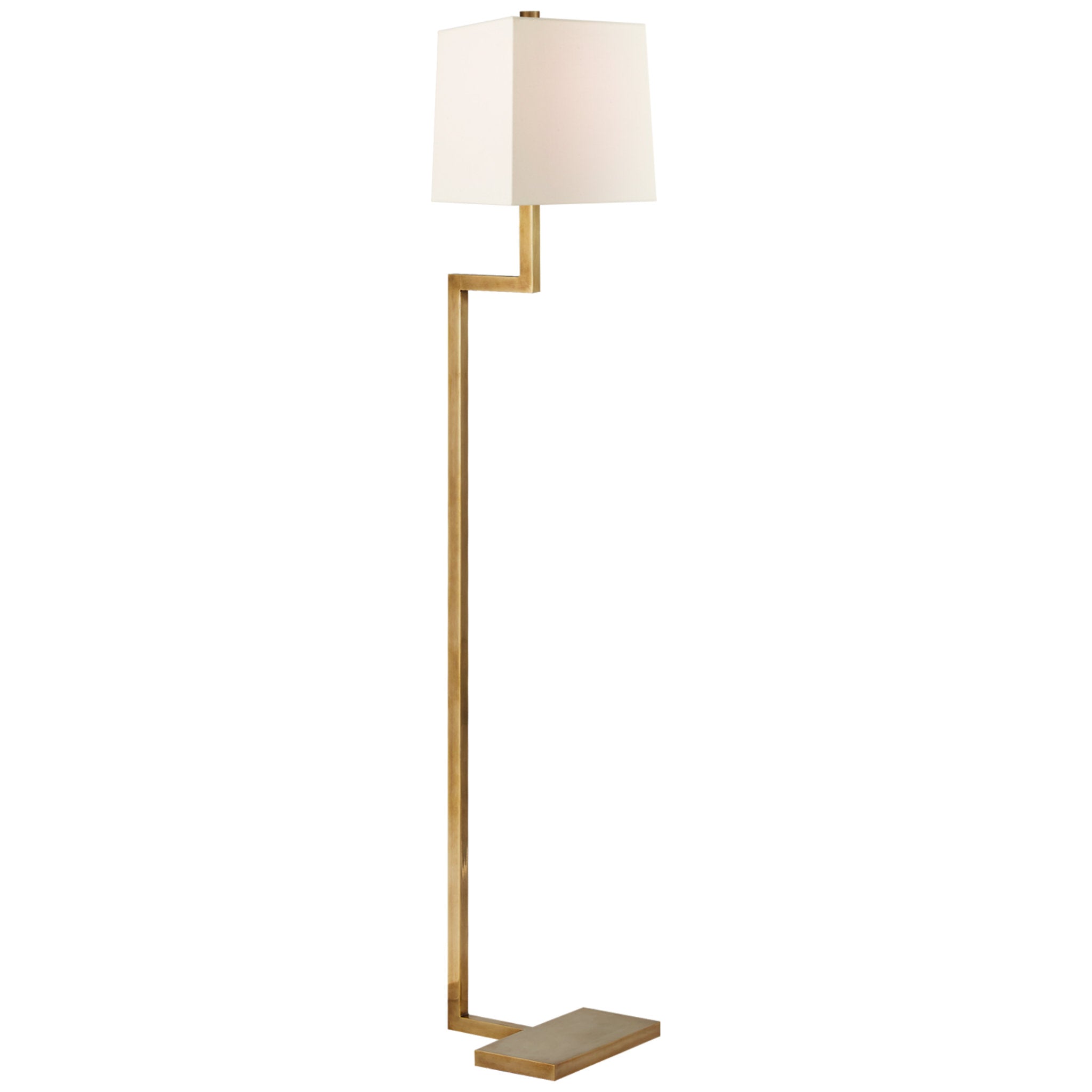 AERIN Alander Floor Lamp in Hand Rubbed Antique Brass with Linen Shade