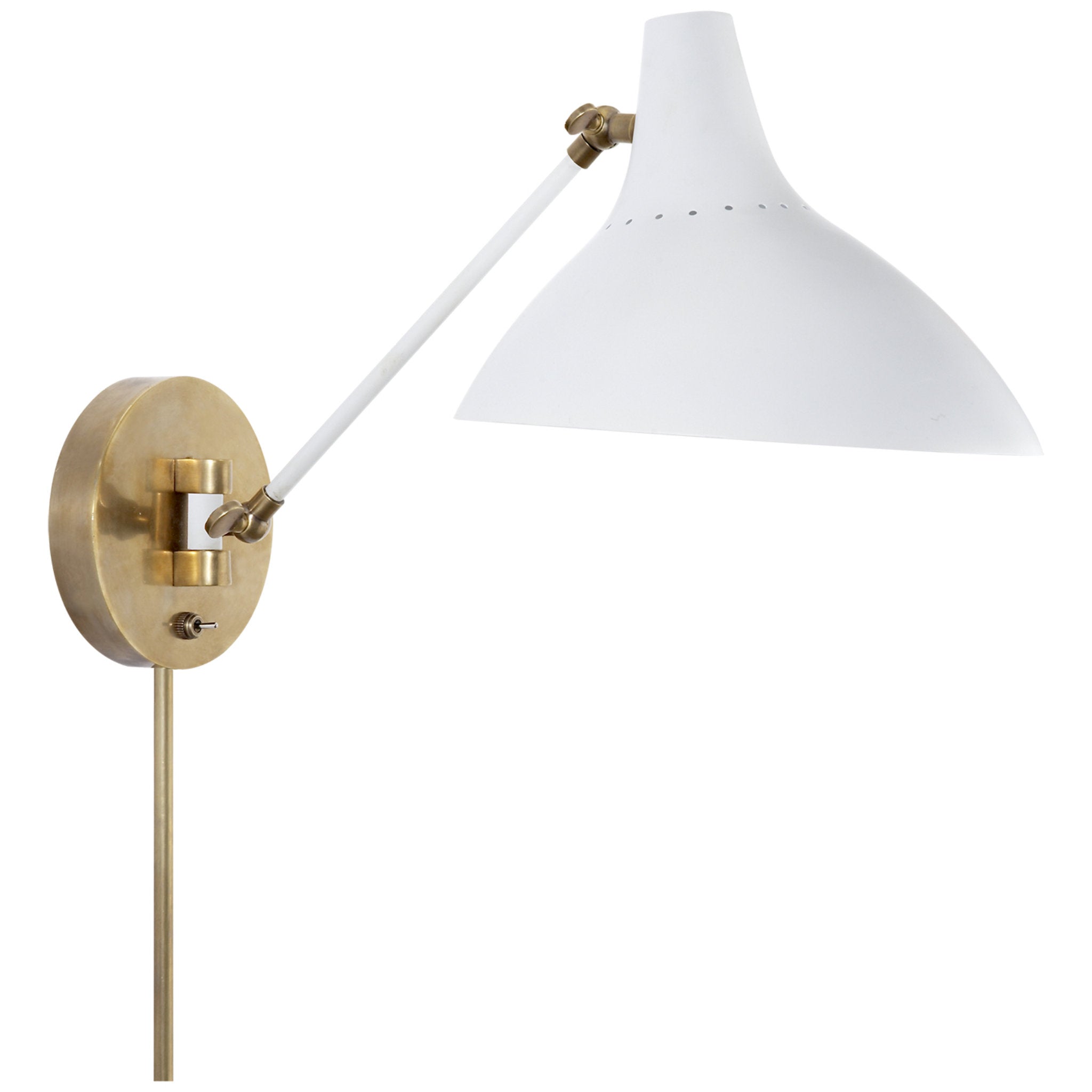 AERIN Charlton Wall Light in White and Hand Rubbed Antique Brass