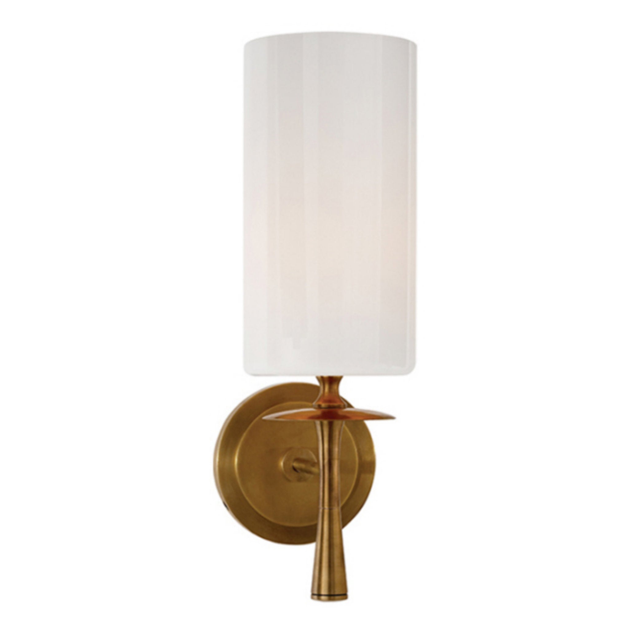 AERIN Drunmore Single Sconce in Hand Rubbed Antique Brass with White G