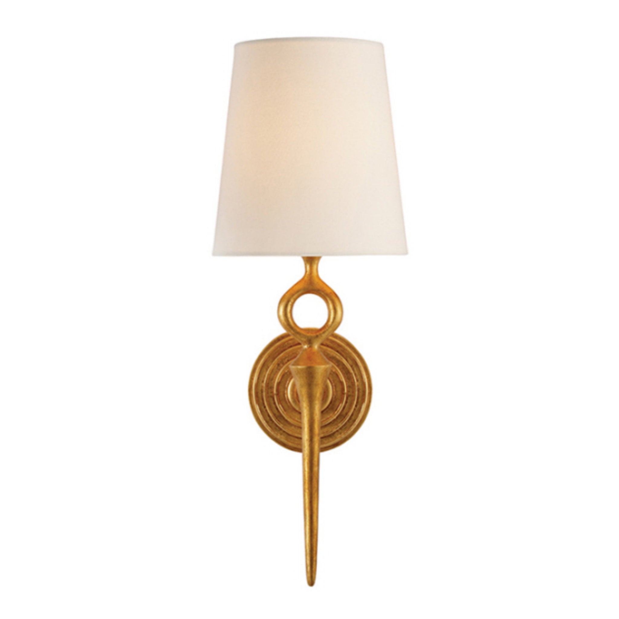 AERIN Bristol Single Sconce in Gilded with Linen Shade