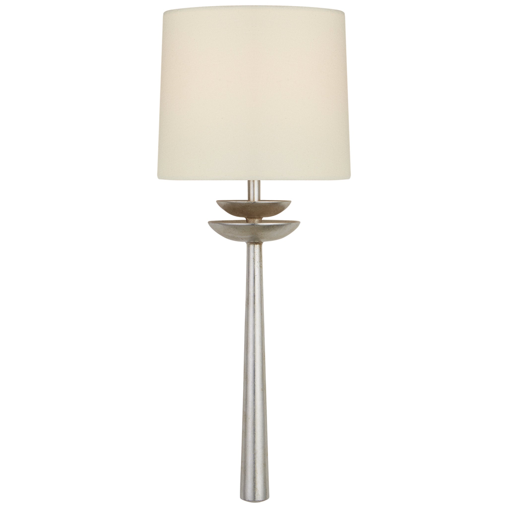 AERIN Beaumont Medium Tail Sconce in Burnished Silver Leaf with Linen