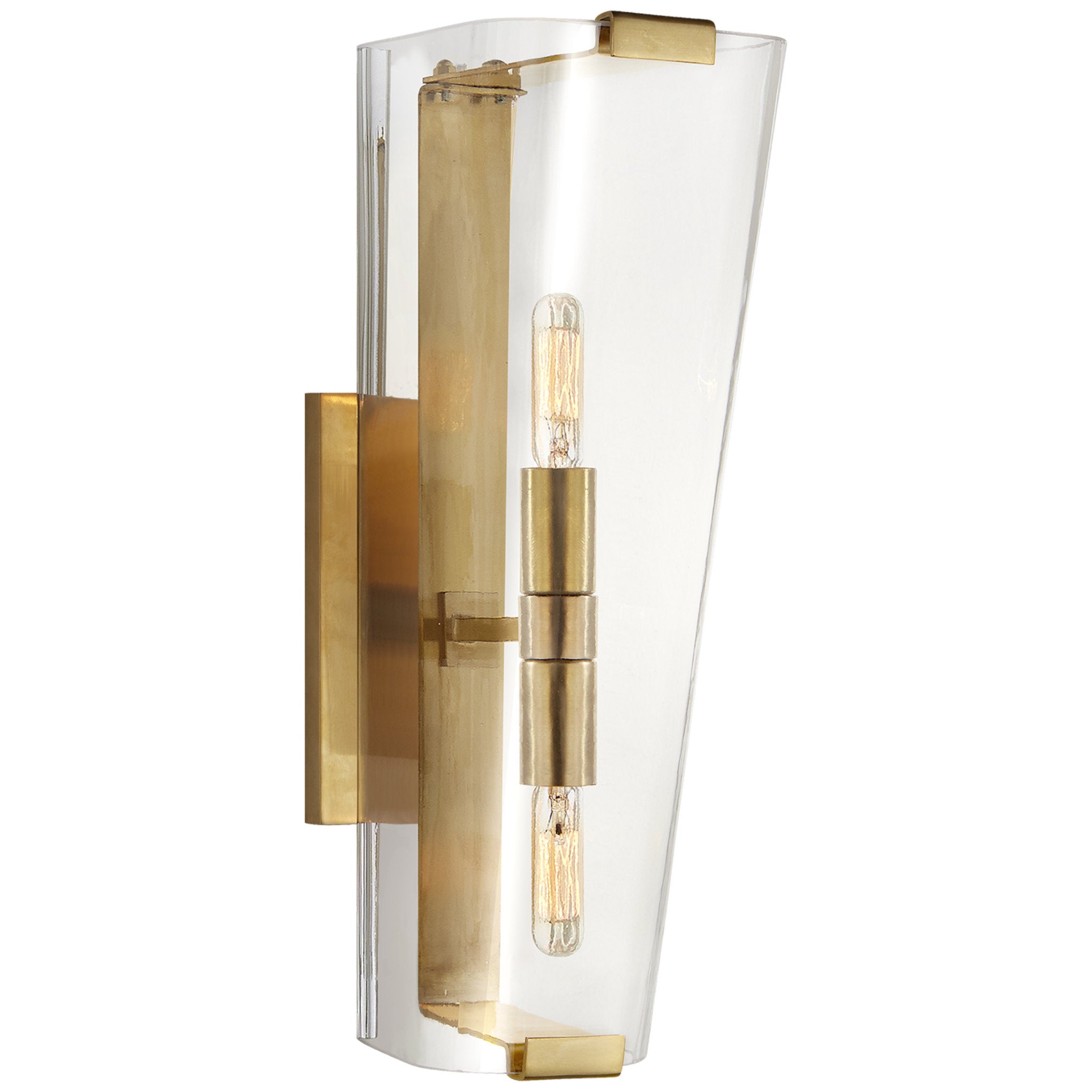 AERIN Alpine Single Sconce in Hand Rubbed Antique Brass with Clear Gla