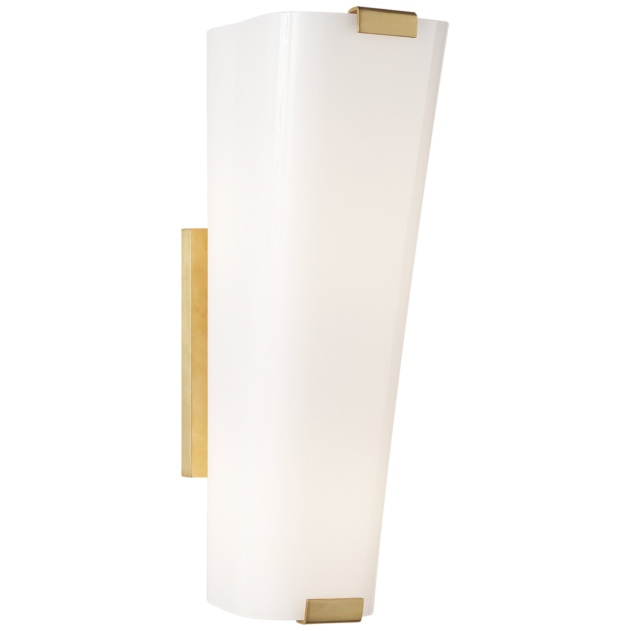 AERIN Alpine Single Sconce in Hand Rubbed Antique Brass with White Gla