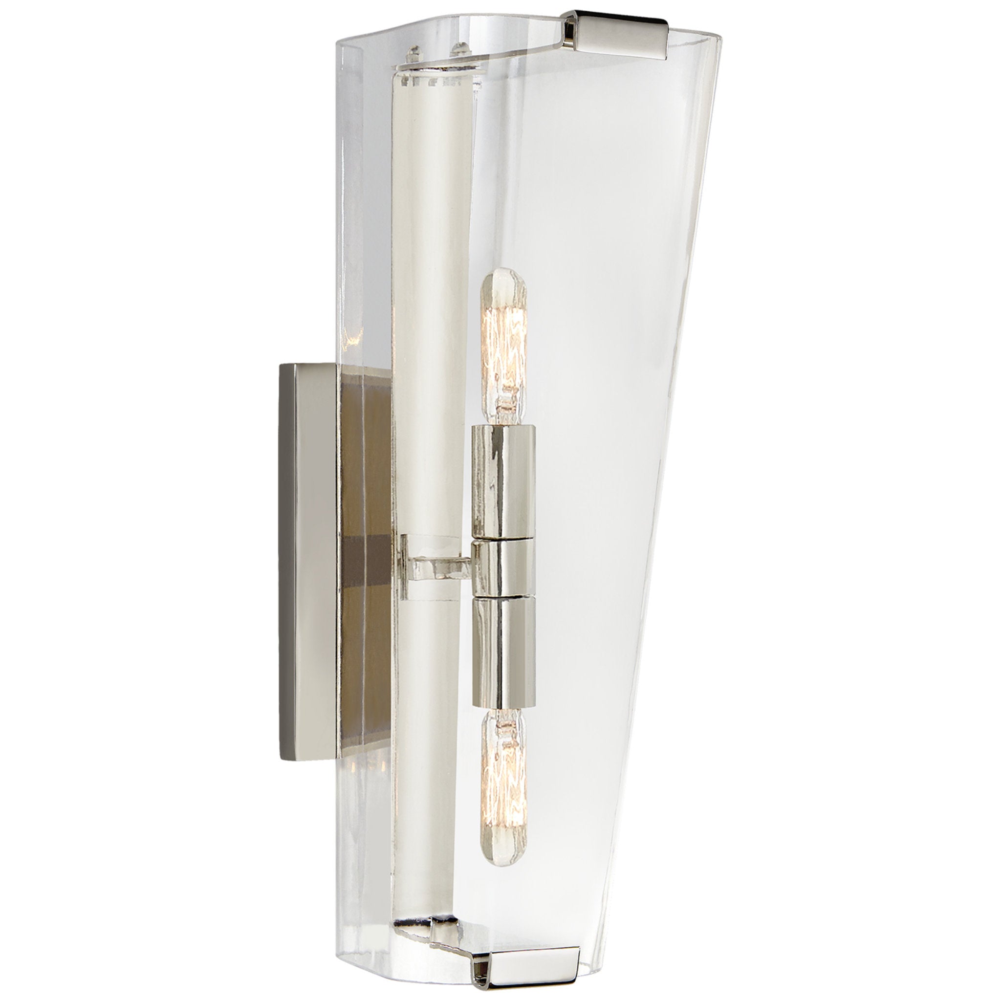 AERIN Alpine Single Sconce in Polished Nickel with Clear Glass