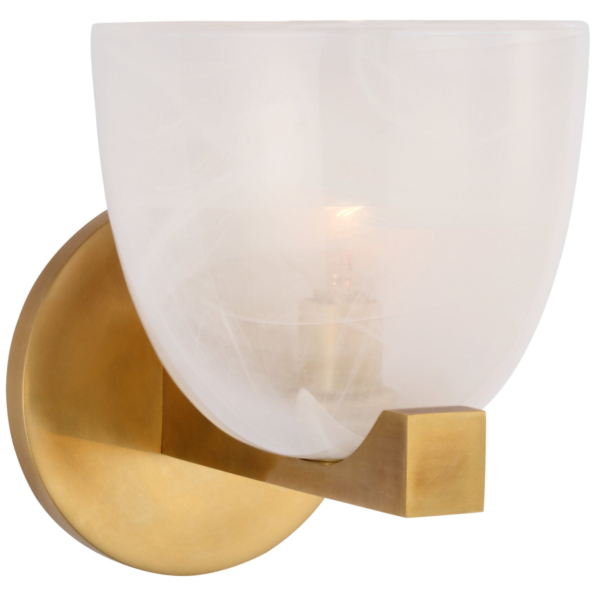 AERIN Carola Single Sconce in Hand Rubbed Antique Brass with White Str