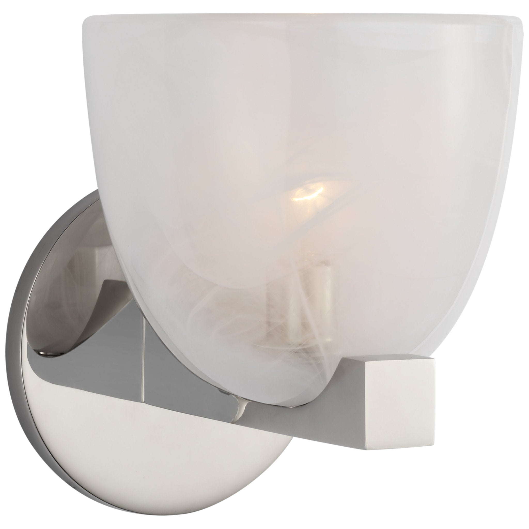 AERIN Carola Single Sconce in Polished Nickel with White Strie Glass