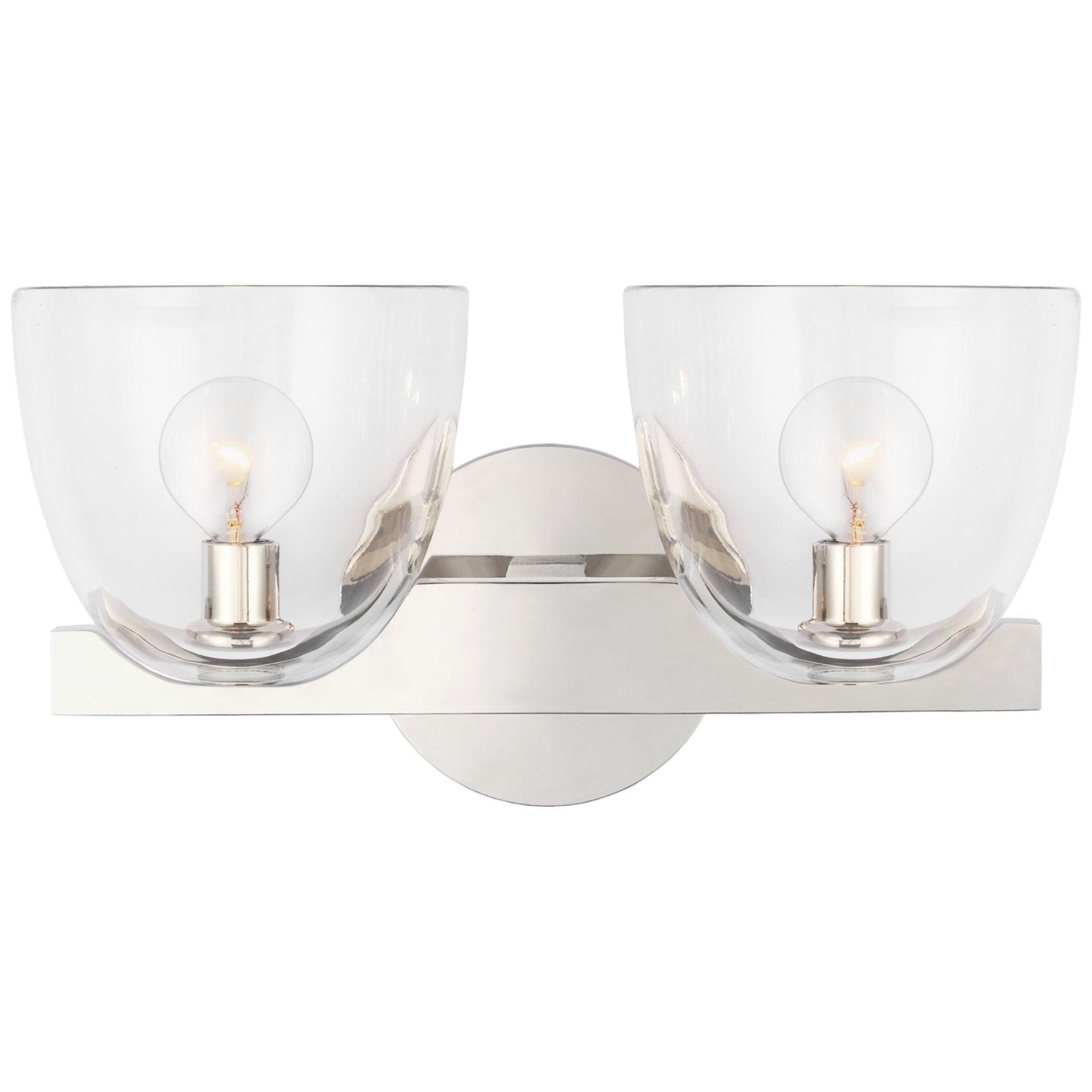 AERIN Carola Double Sconce in Polished Nickel with Clear Glass