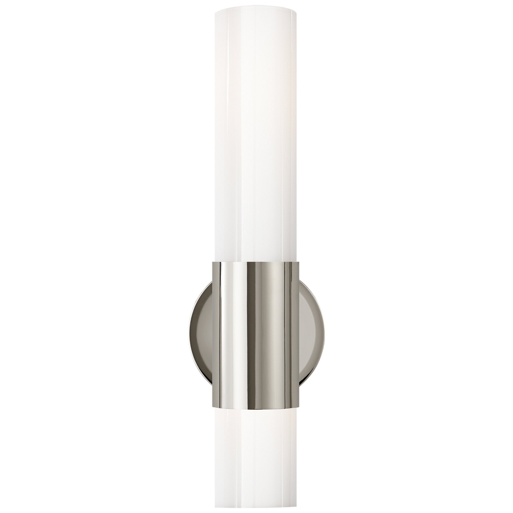 AERIN Penz Medium Cylindrical Sconce in Polished Nickel with White Gla