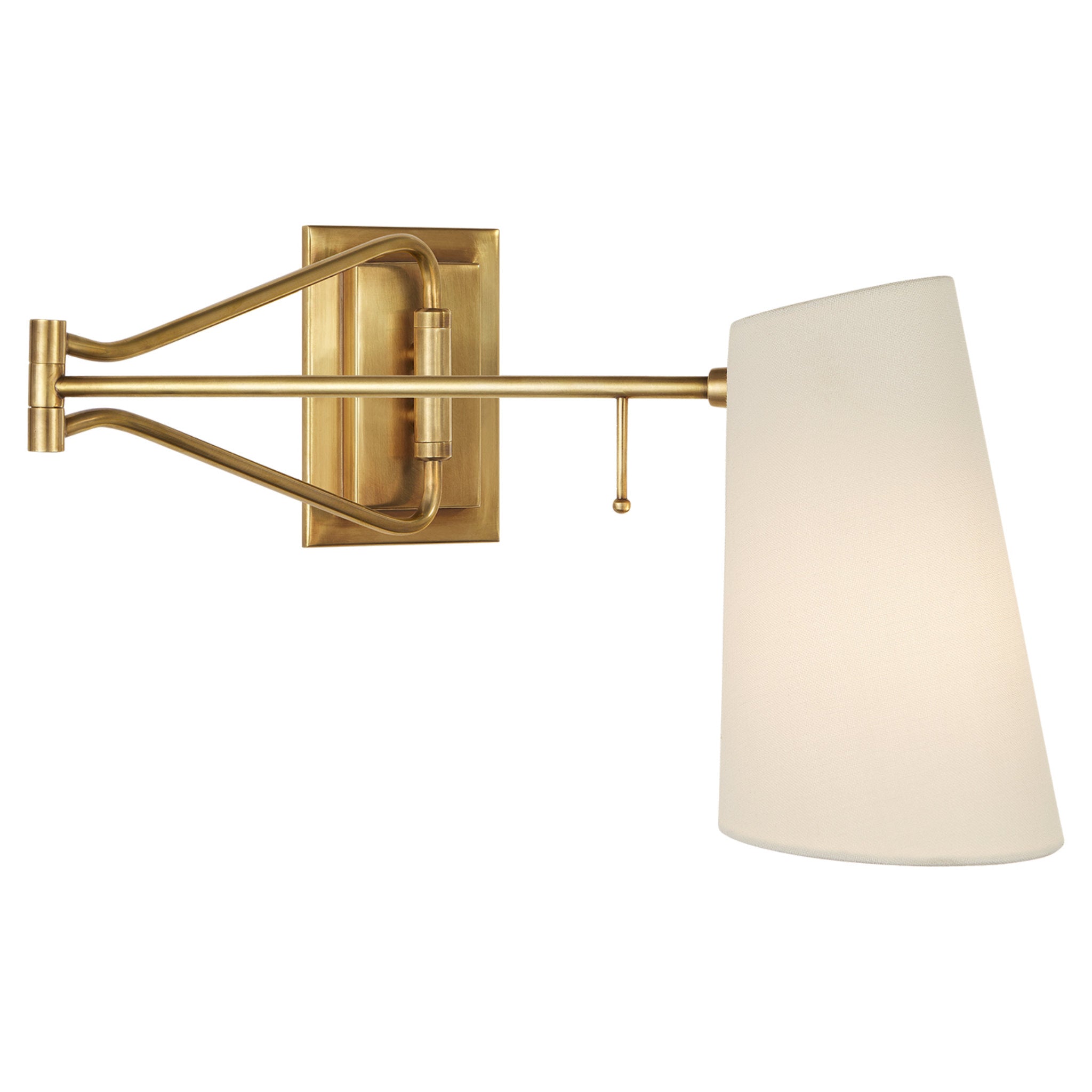 AERIN Keil Swing Arm Wall Light in Hand Rubbed Antique Brass with Line