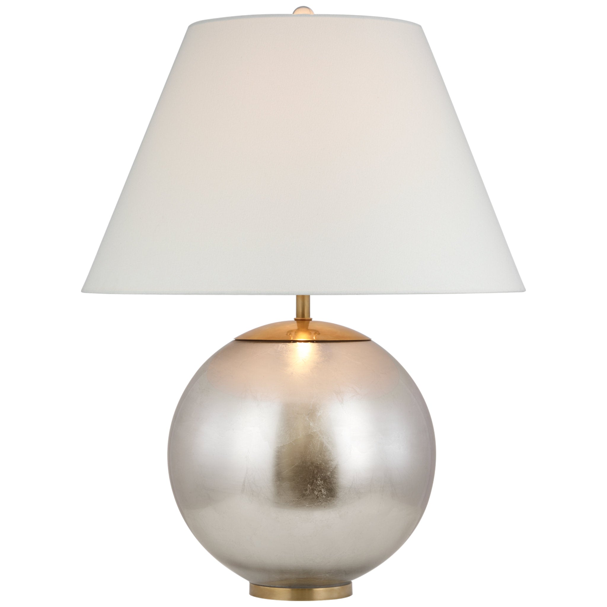 AERIN Morton Large Table Lamp in Burnished Silver Leaf with Linen Shad