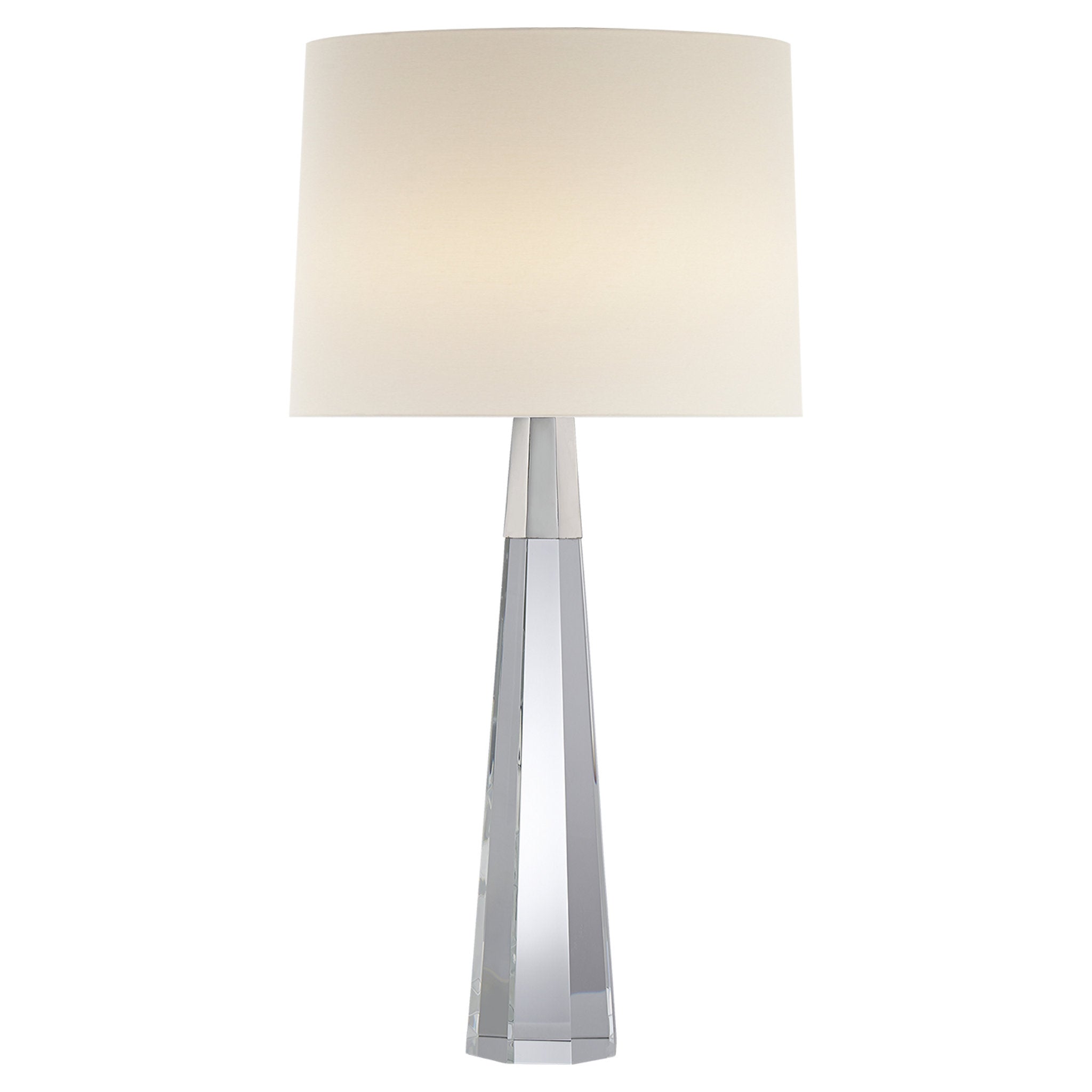 AERIN Olsen Table Lamp in Crystal and Polished Nickel with Linen