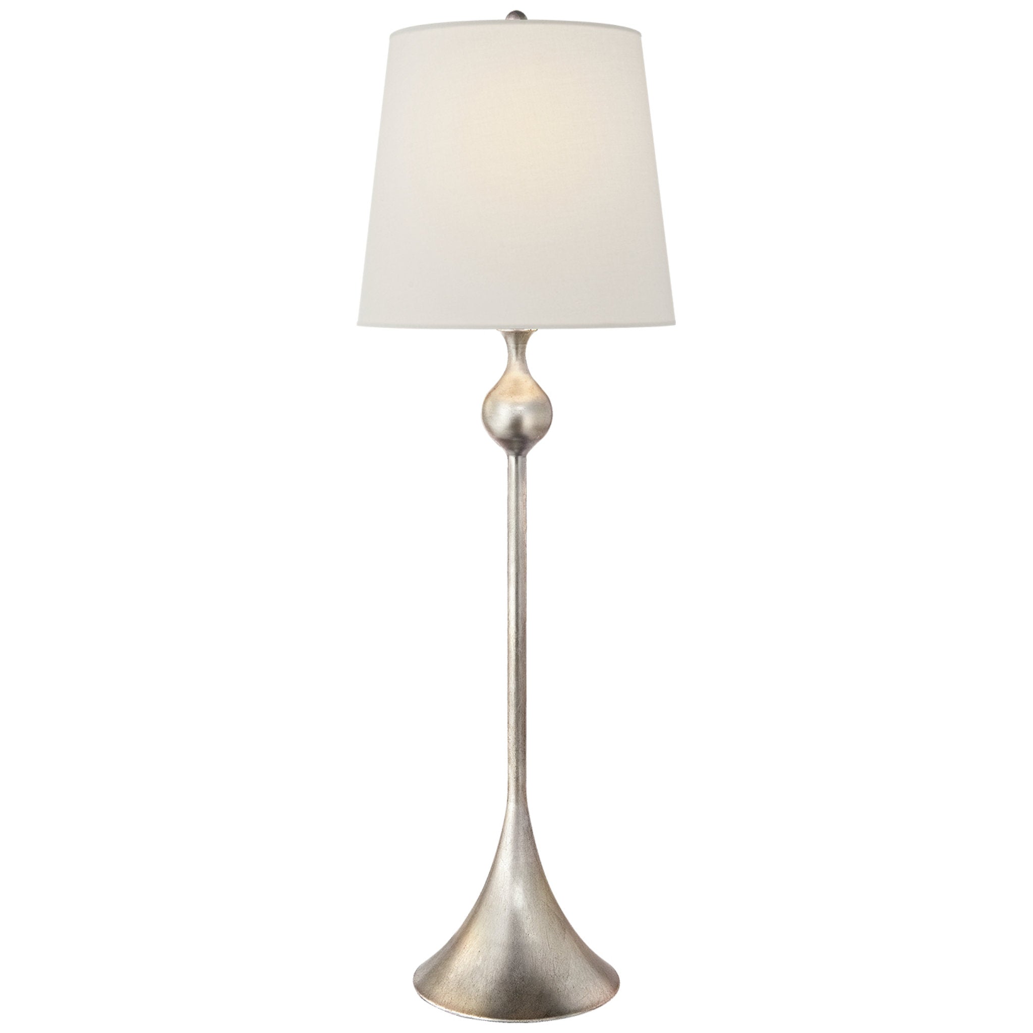 AERIN Dover Buffet Lamp in Burnished Silver Leaf with Linen Shade