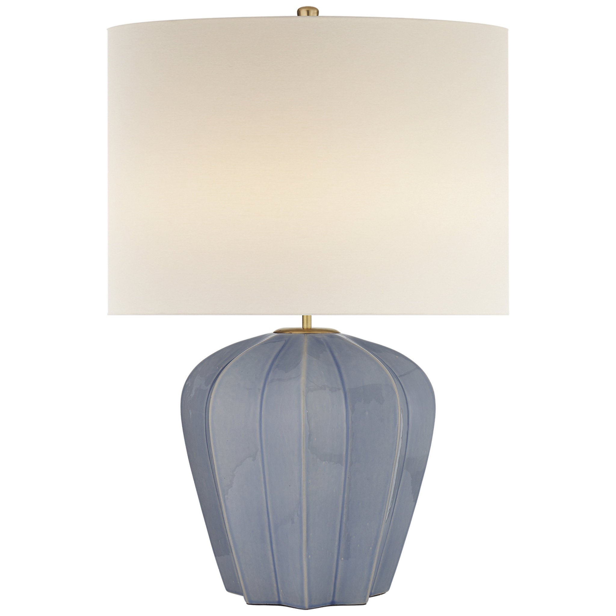 AERIN Pierrepont Medium Table Lamp in Polar Blue Crackle with Linen Sh