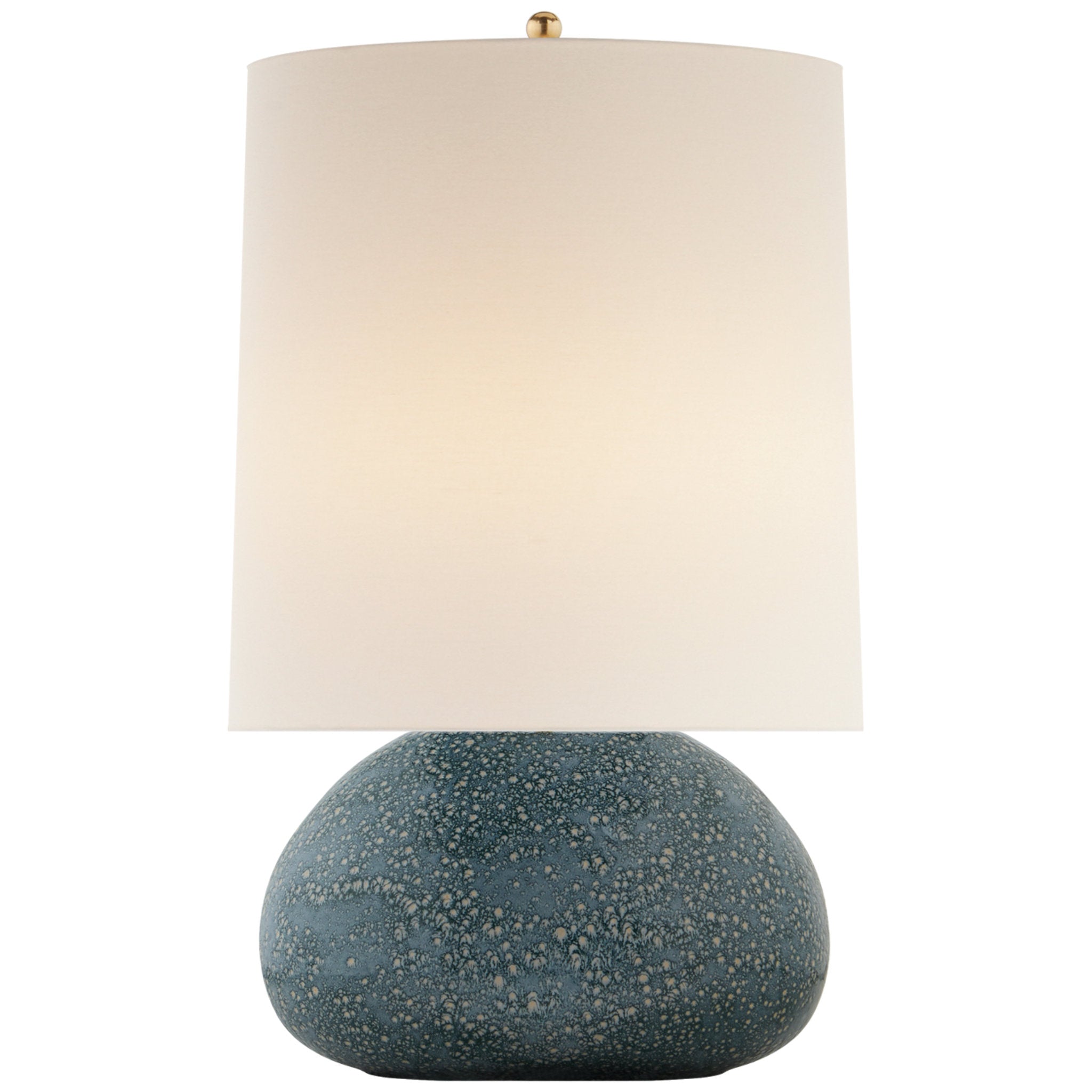 AERIN Sumava Medium Table Lamp in Blue Lagoon with Linen Shade