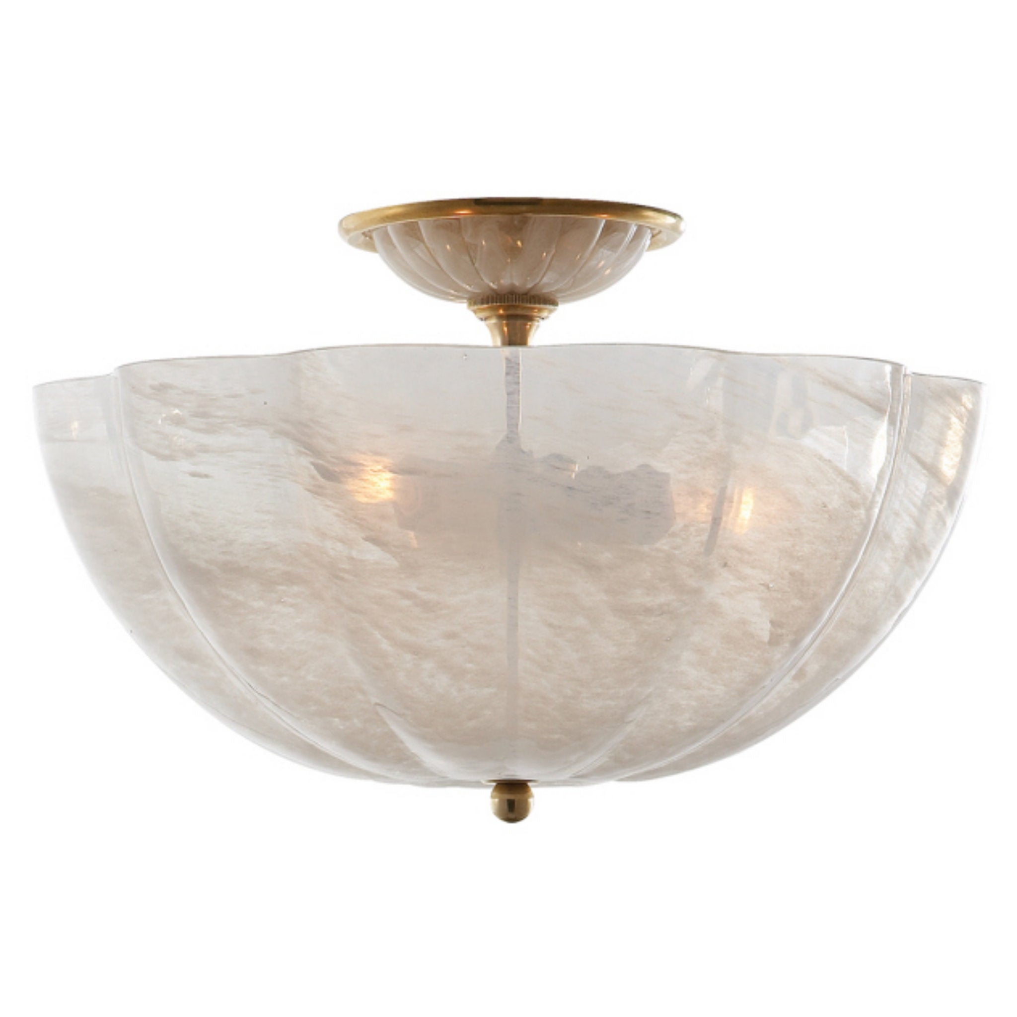 AERIN Rosehill Semi Flush in Hand Rubbed Antique Brass with White Stri