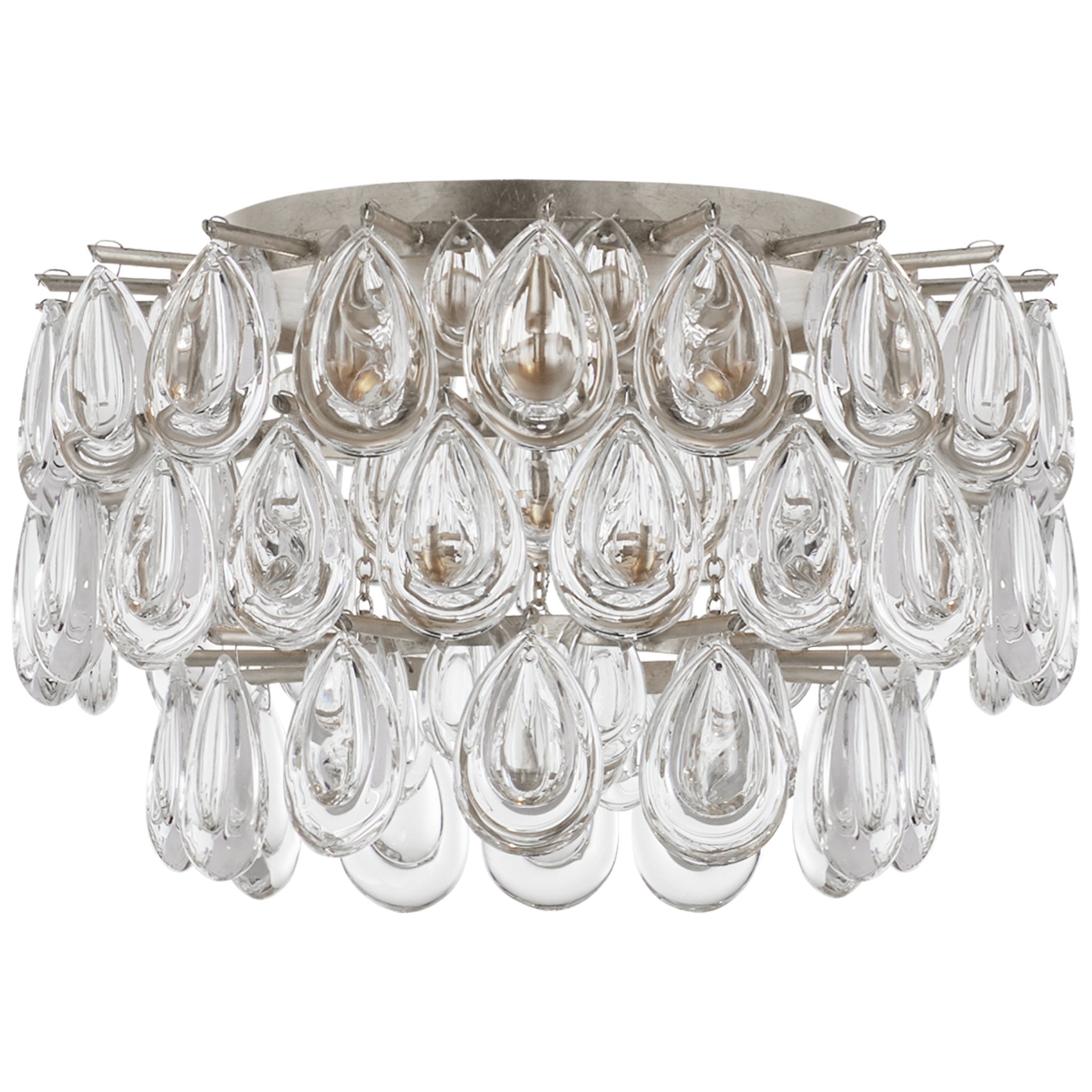 AERIN Liscia Small Flush Mount in Burnished Silver Leaf with Crystal