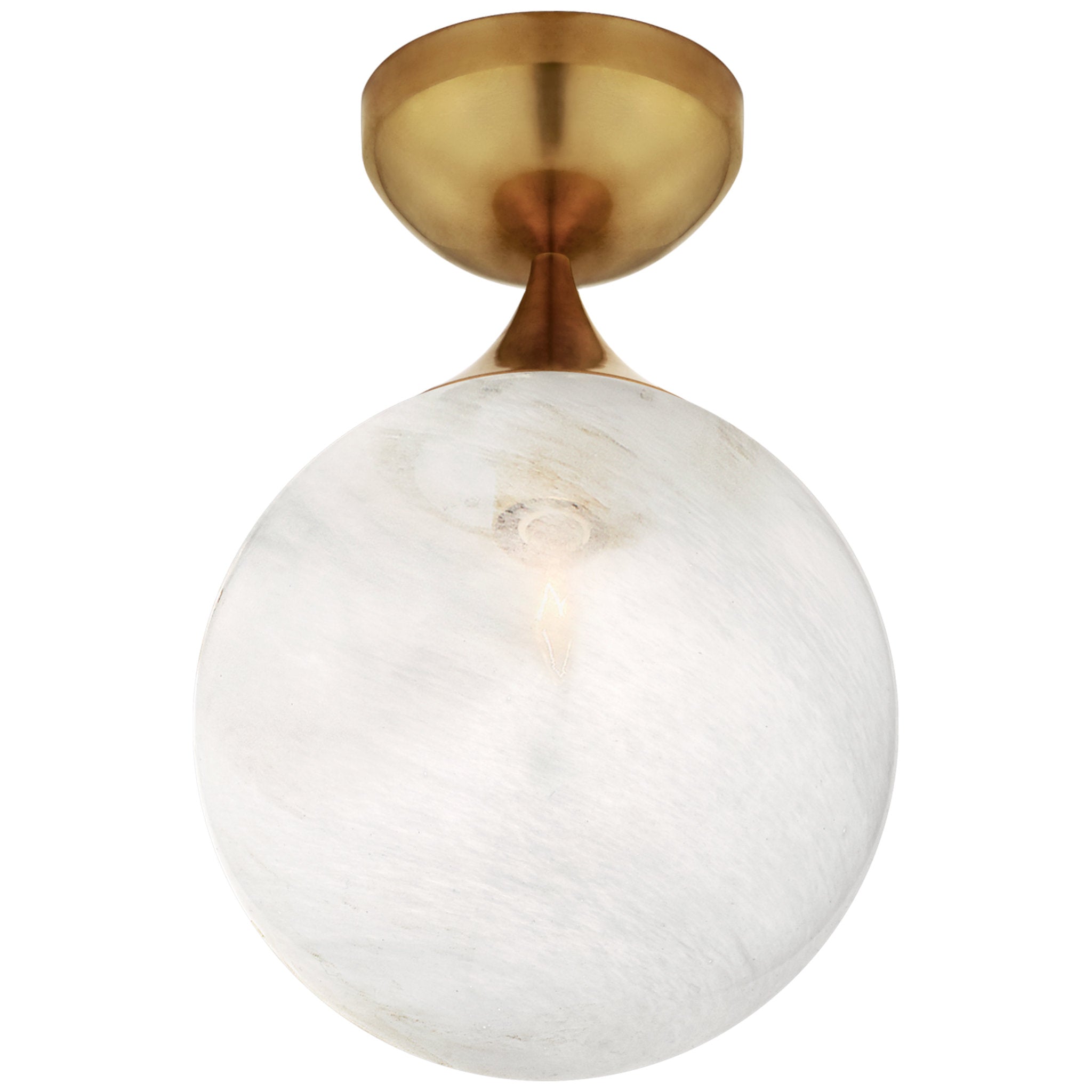 AERIN Cristol Small Single Flush Mount in Hand Rubbed Antique Brass wi