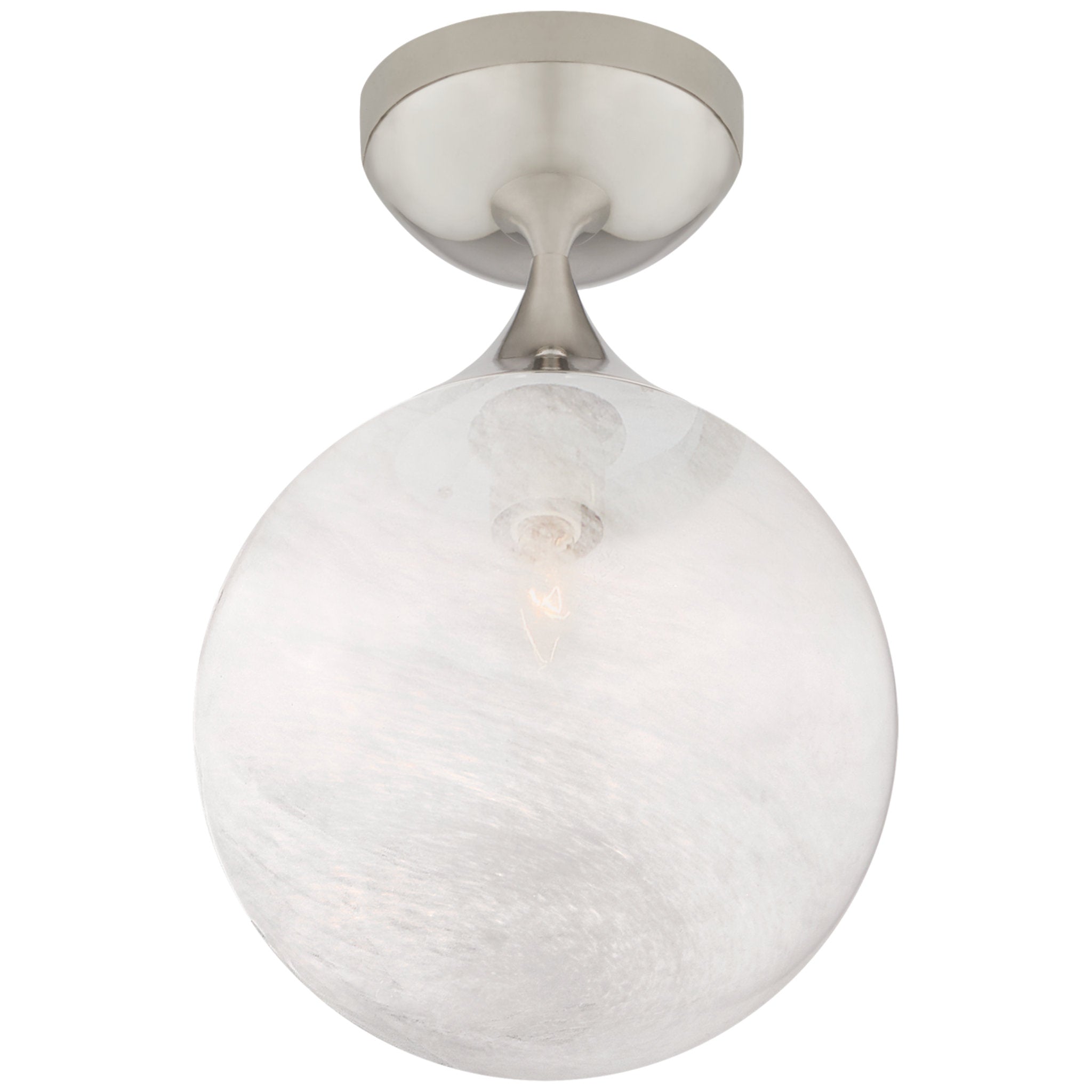 AERIN Cristol Small Single Flush Mount in Polished Nickel with White G