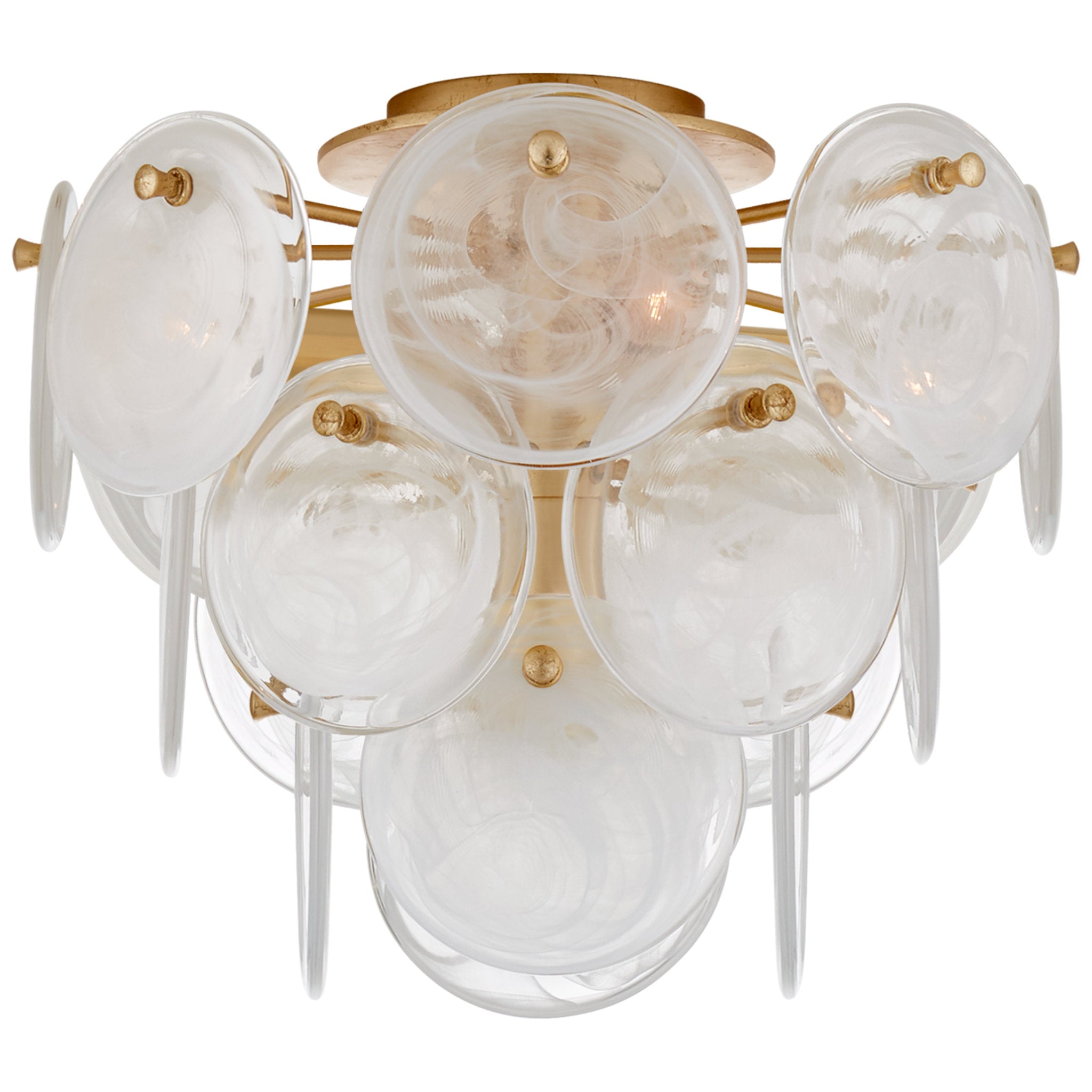 AERIN Loire Medium Tiered Flush Mount in Gild with White Strie Glass