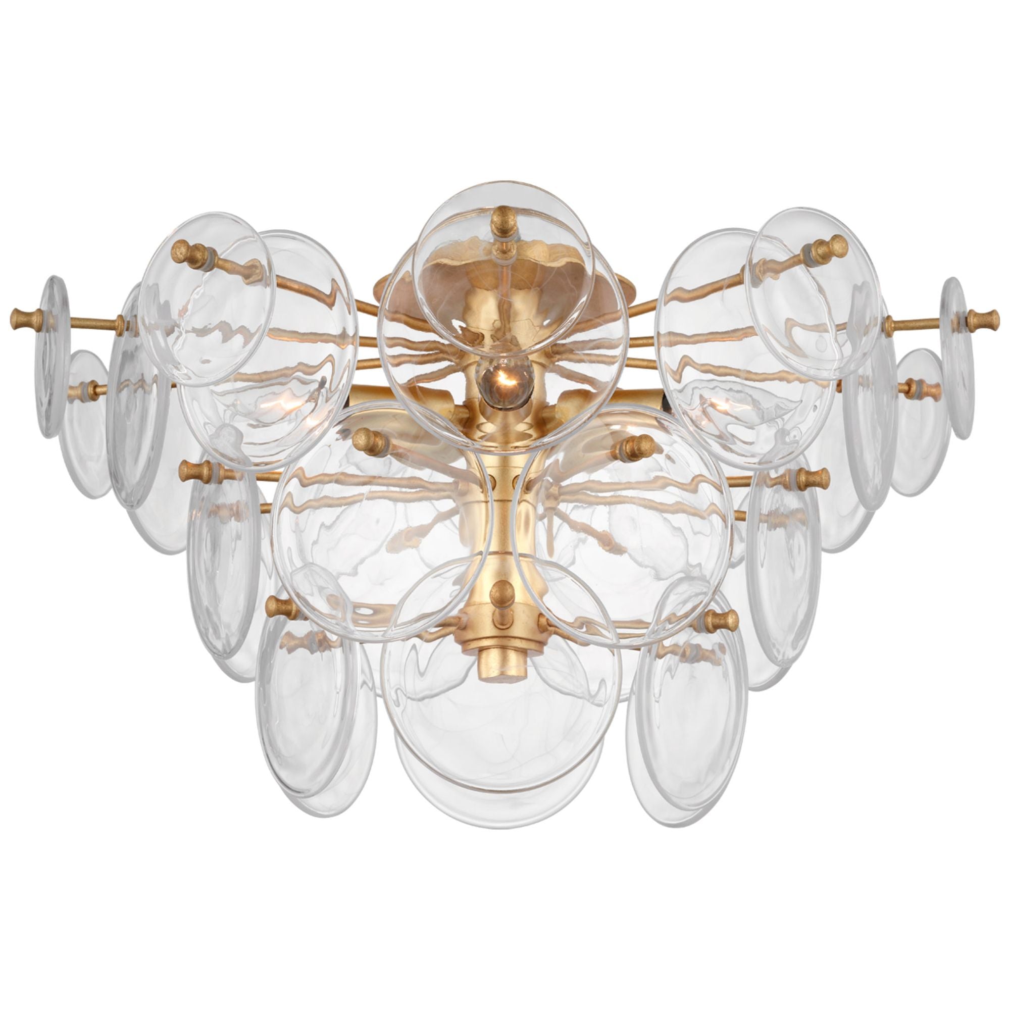 AERIN Loire Large Tiered Flush Mount in Gild with Clear Strie Glass