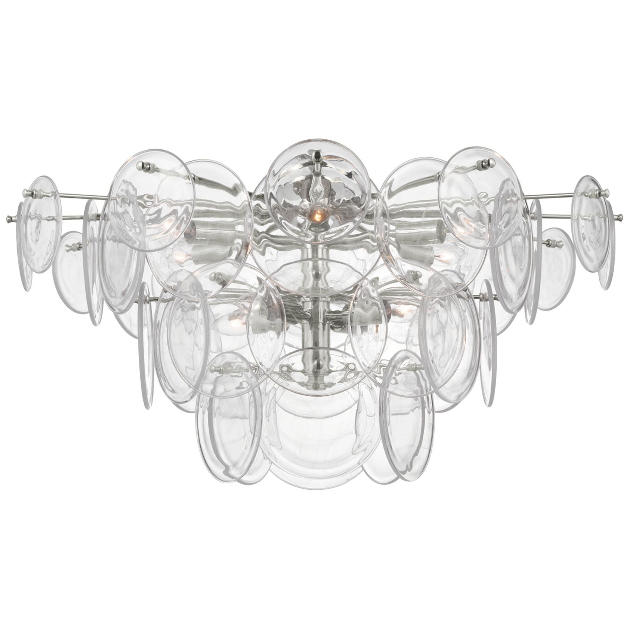 AERIN Loire Grande Flush Mount in Polished Nickel with Clear Strie Gla