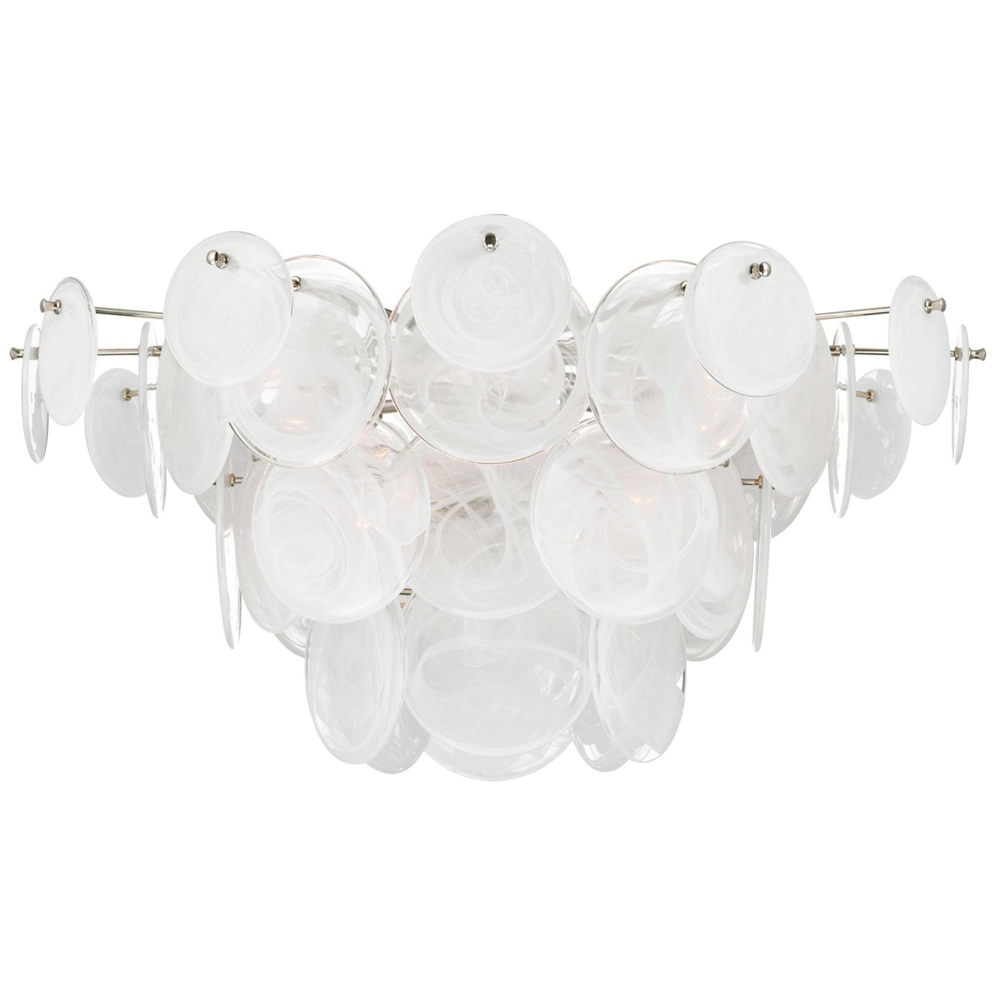 AERIN Loire Grande Flush Mount in Polished Nickel with White Strie Gla