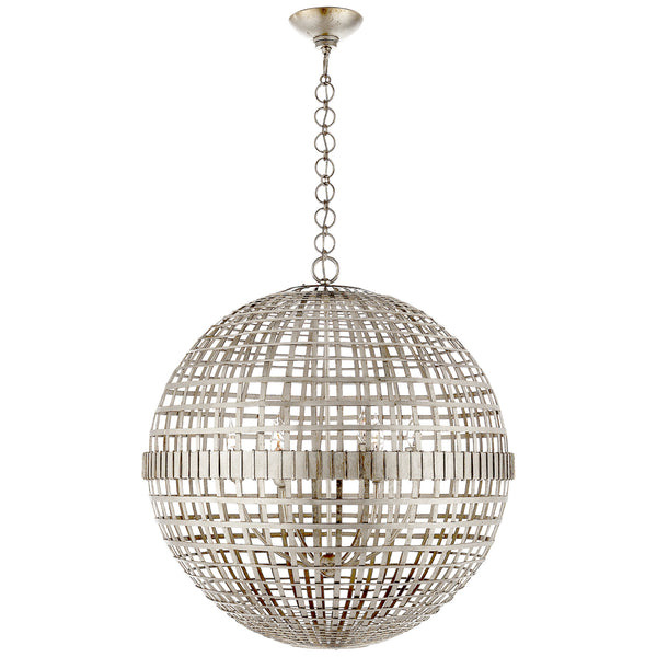 AERIN Mill Large Globe Lantern in Burnished Silver Leaf Foundry