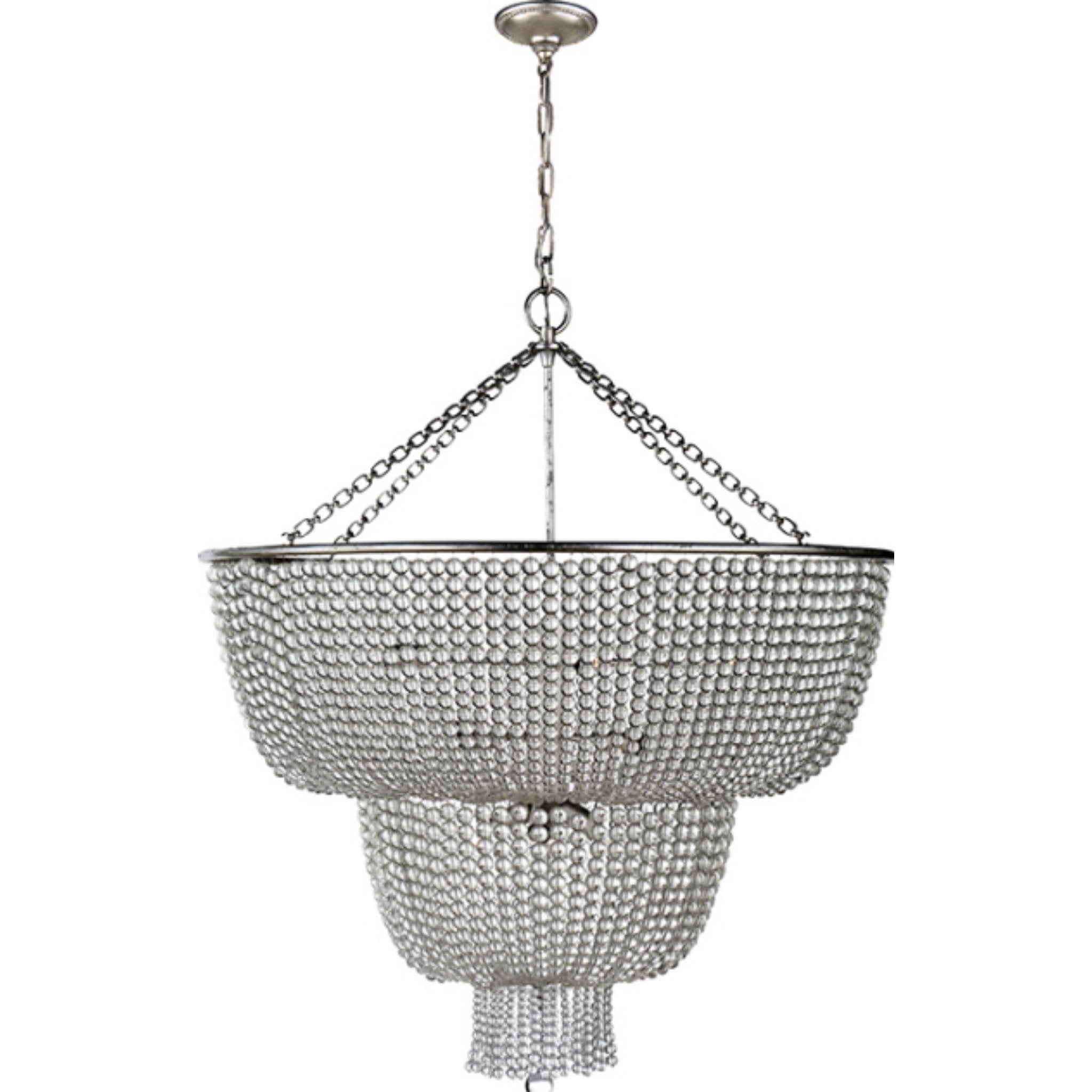 AERIN Jacqueline Two Tier Chandelier in Burnished Silver Leaf with Cle