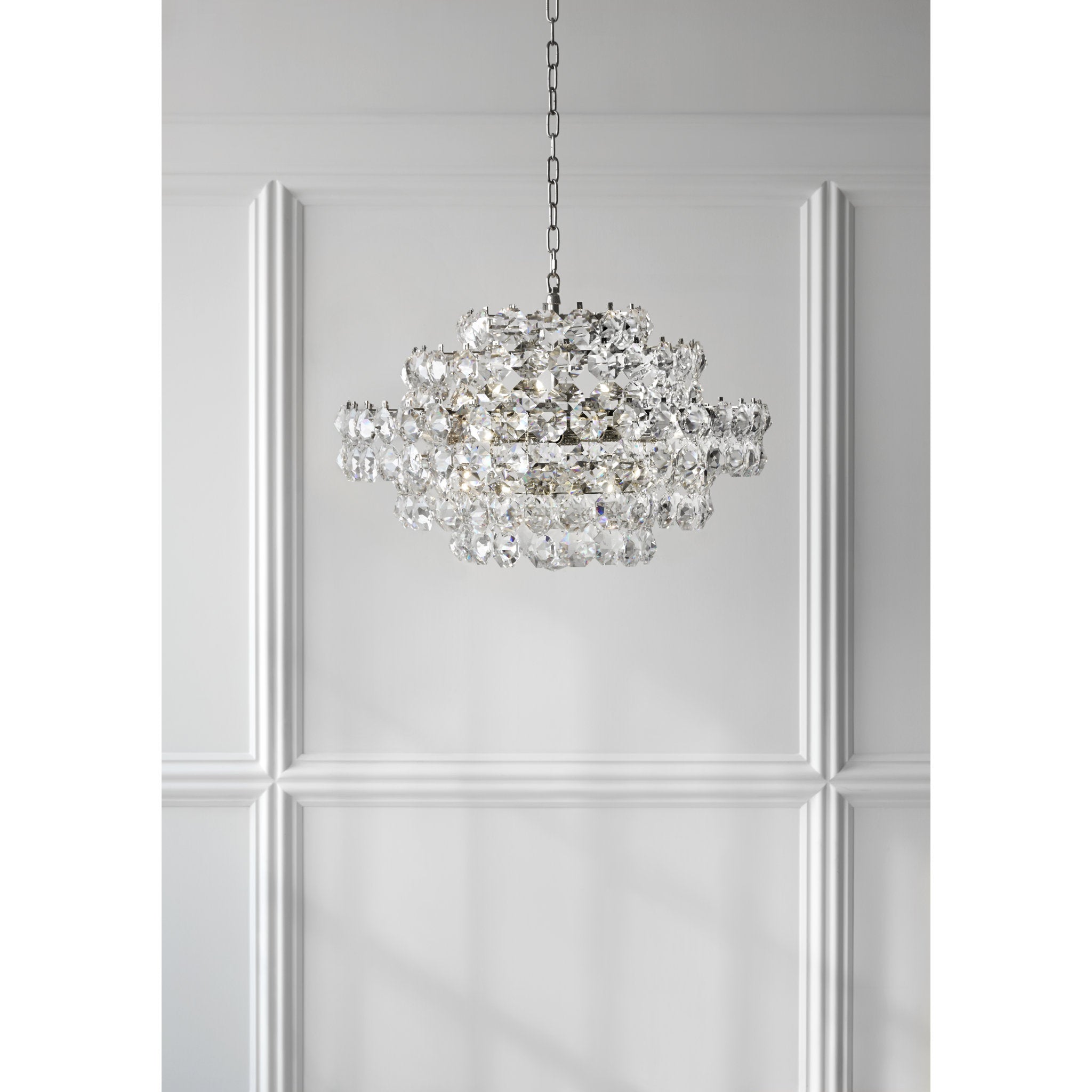 AERIN Sanger Small Chandelier in Polished Nickel with Crystal