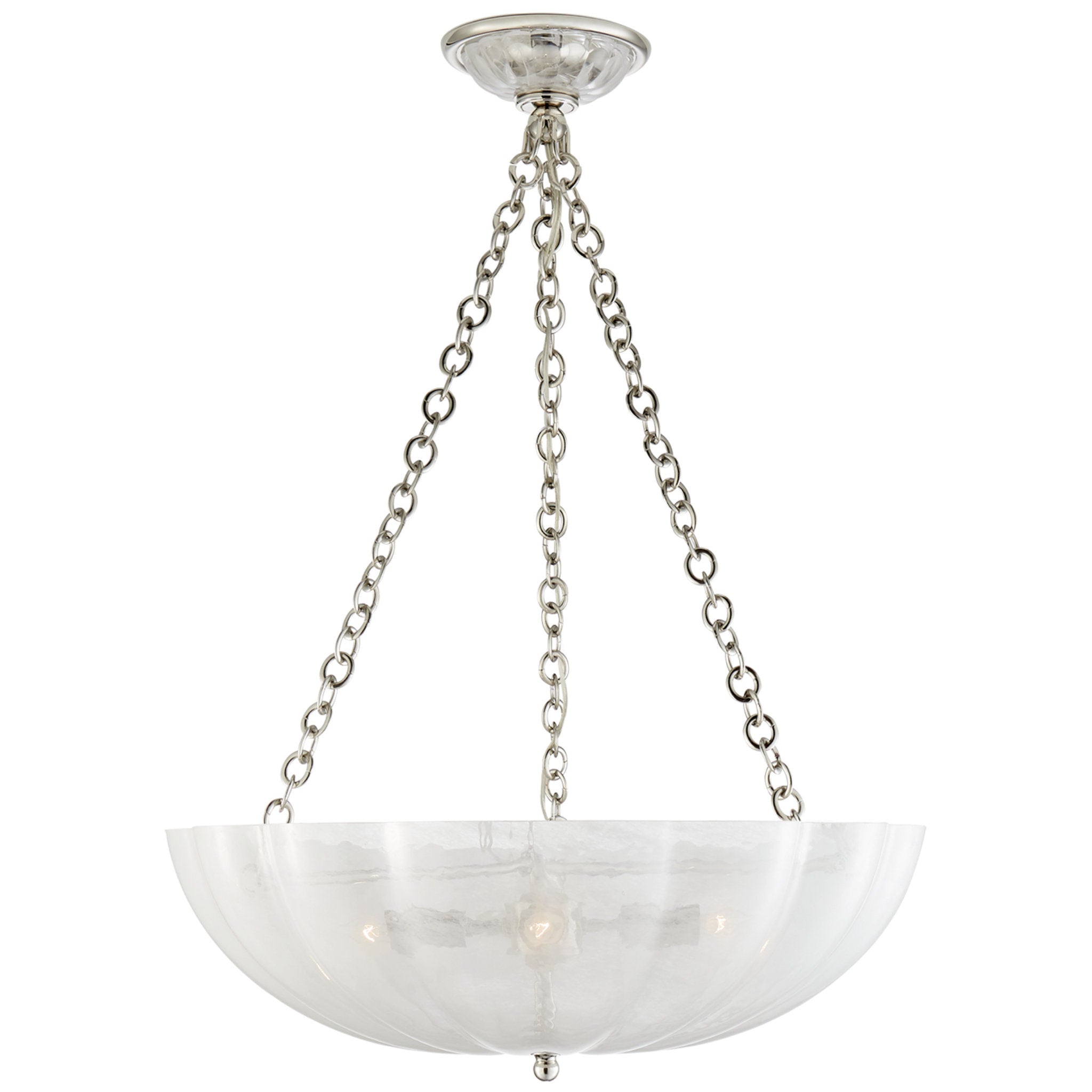 AERIN Rosehill Large Chandelier in Polished Nickel with Strie Glass