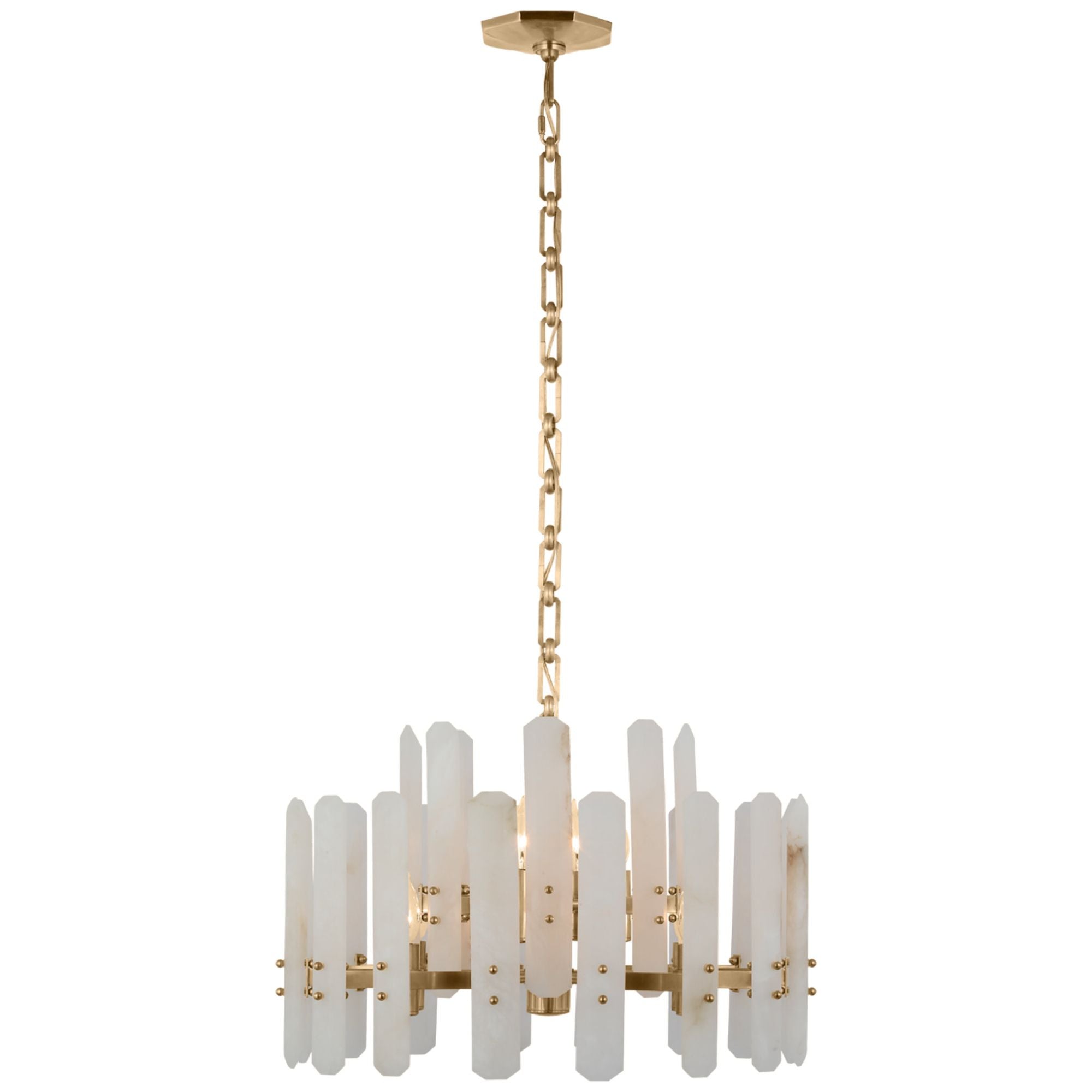 AERIN Bonnington Small Chandelier in Hand Rubbed Antique Brass with Al