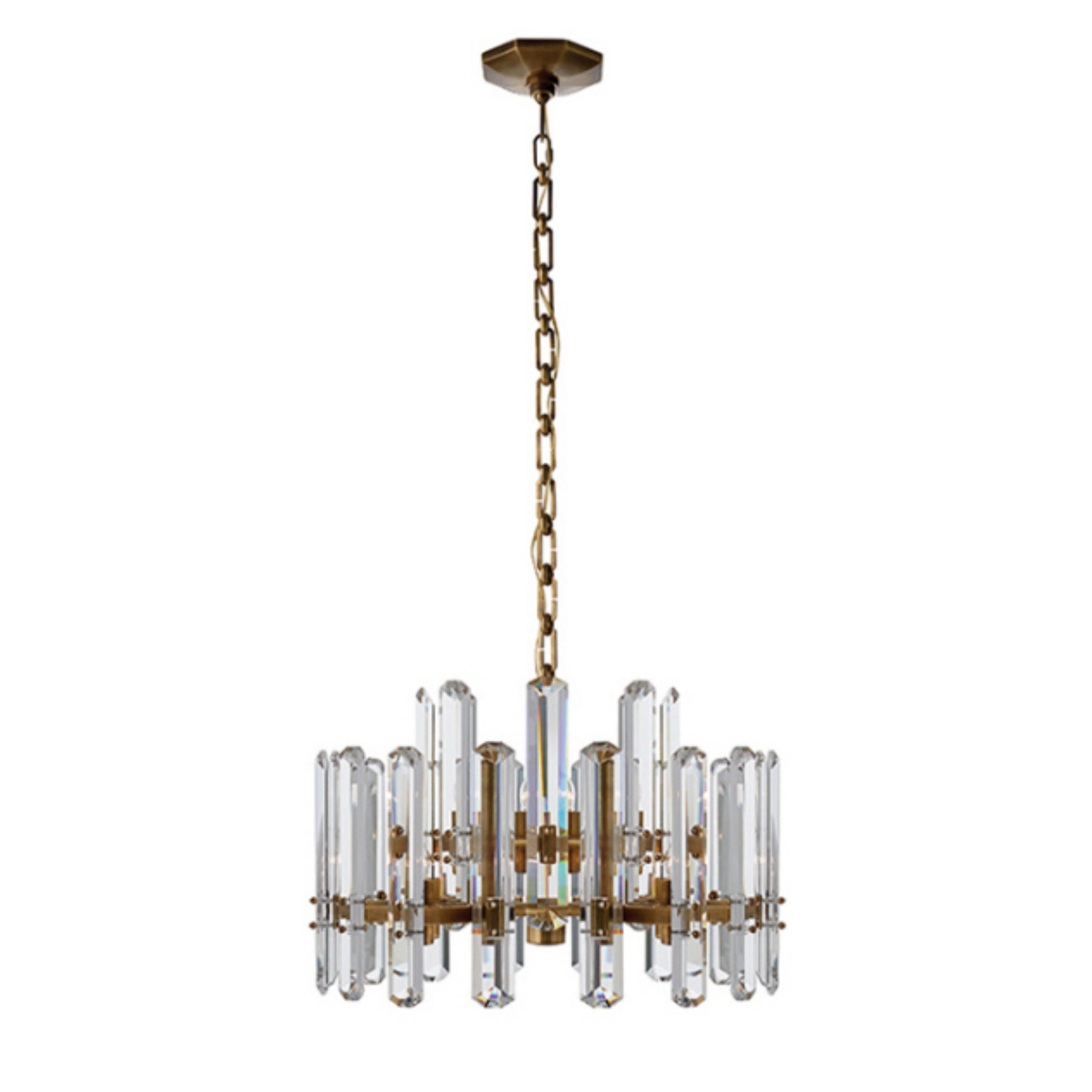 AERIN Bonnington Chandelier in Hand Rubbed Antique Brass with Crystal