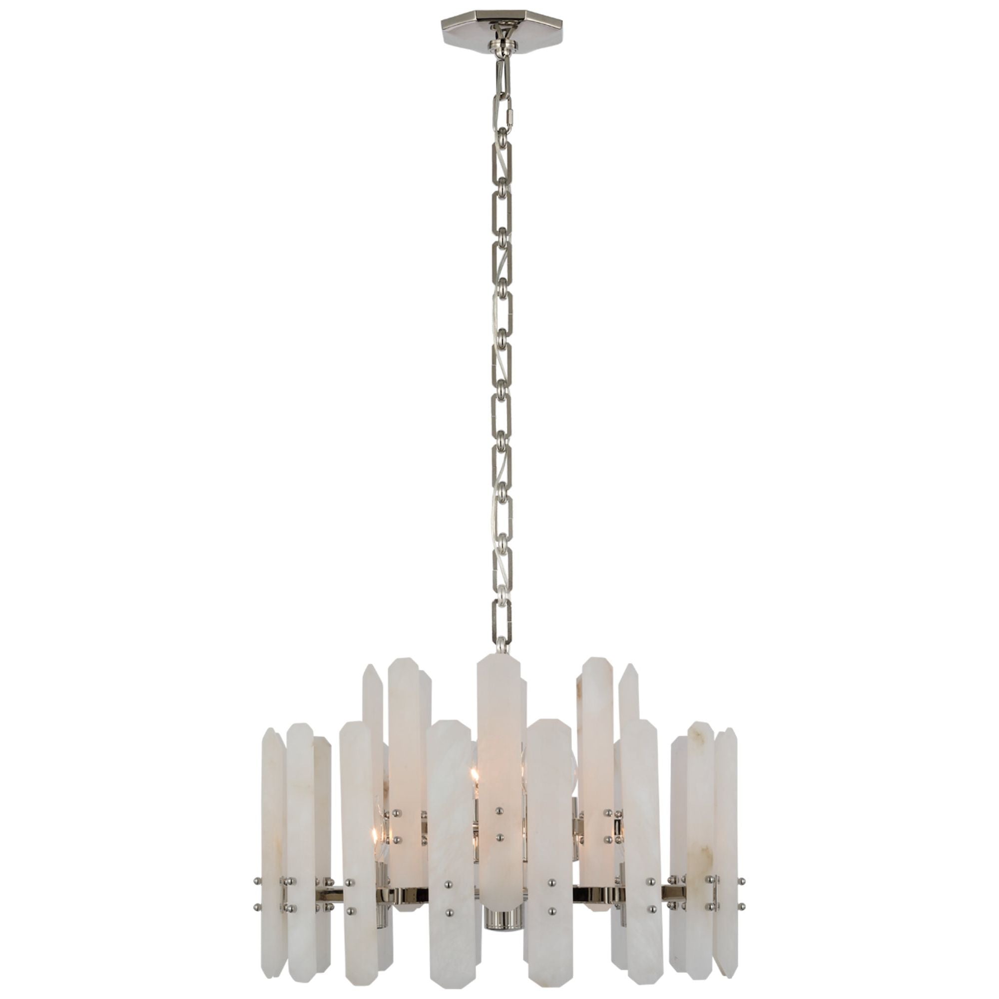 AERIN Bonnington Small Chandelier in Polished Nickel with Alabaster