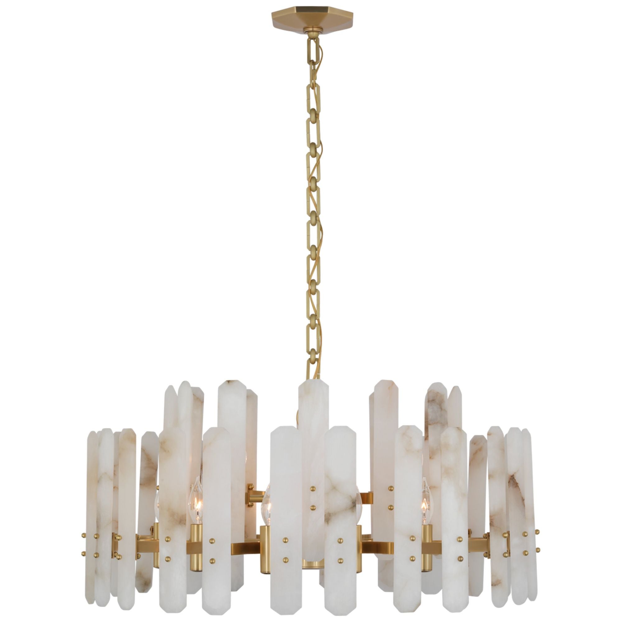 AERIN Bonnington Large Chandelier in Hand Rubbed Antique Brass with Al