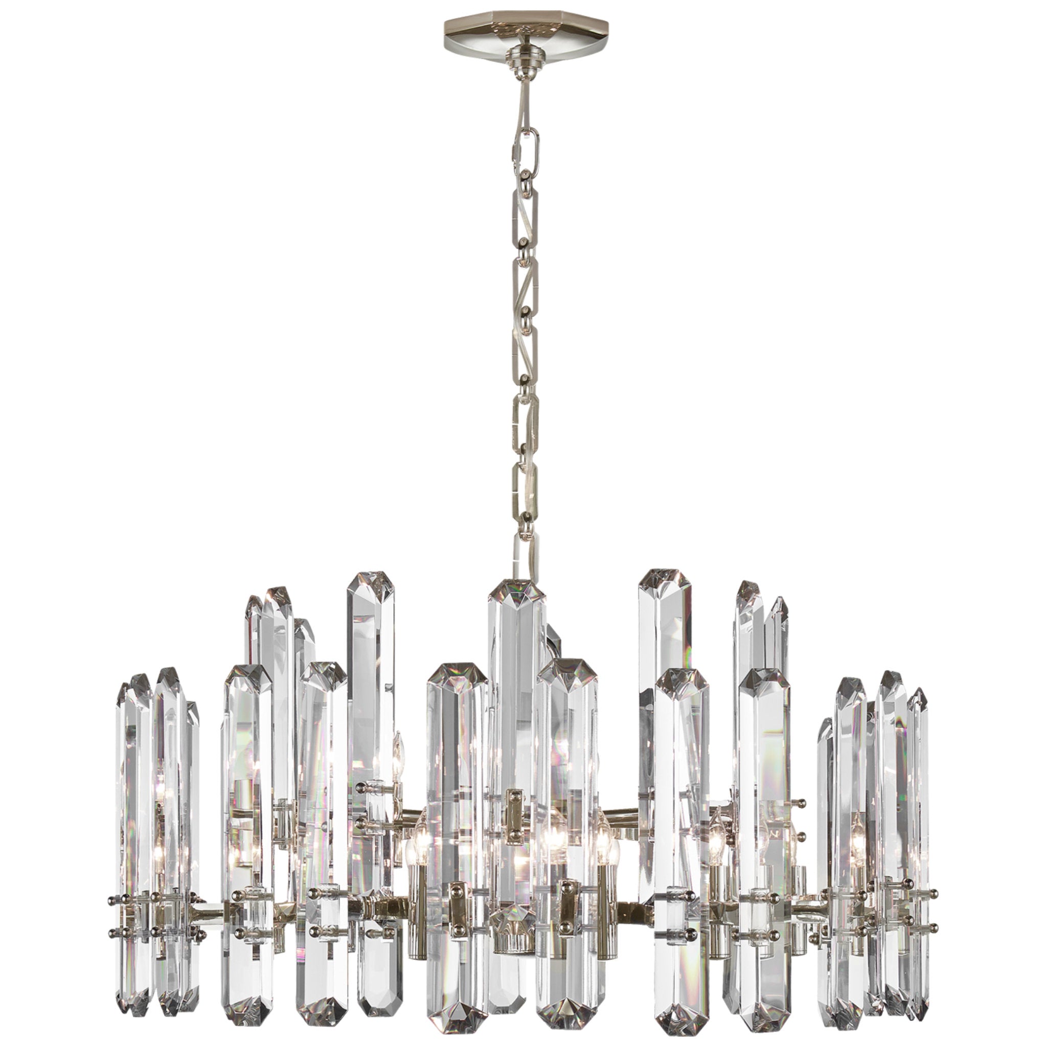 AERIN Bonnington Large Chandelier in Polished Nickel with Crystal