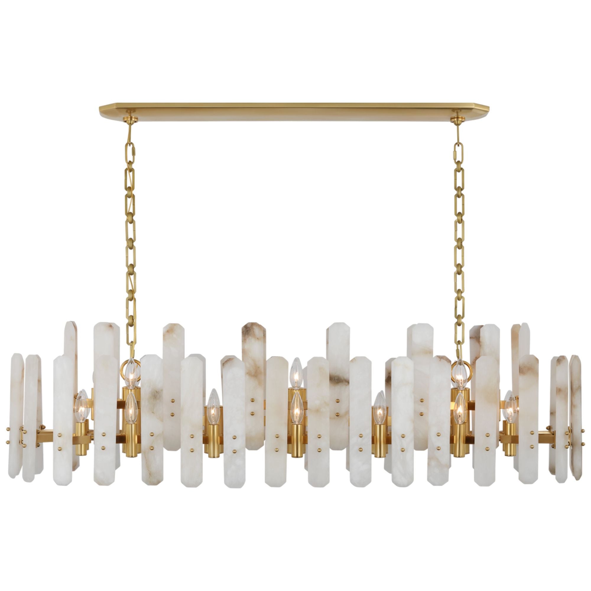 AERIN Bonnington Large Linear Chandelier in Hand Rubbed Antique Brass