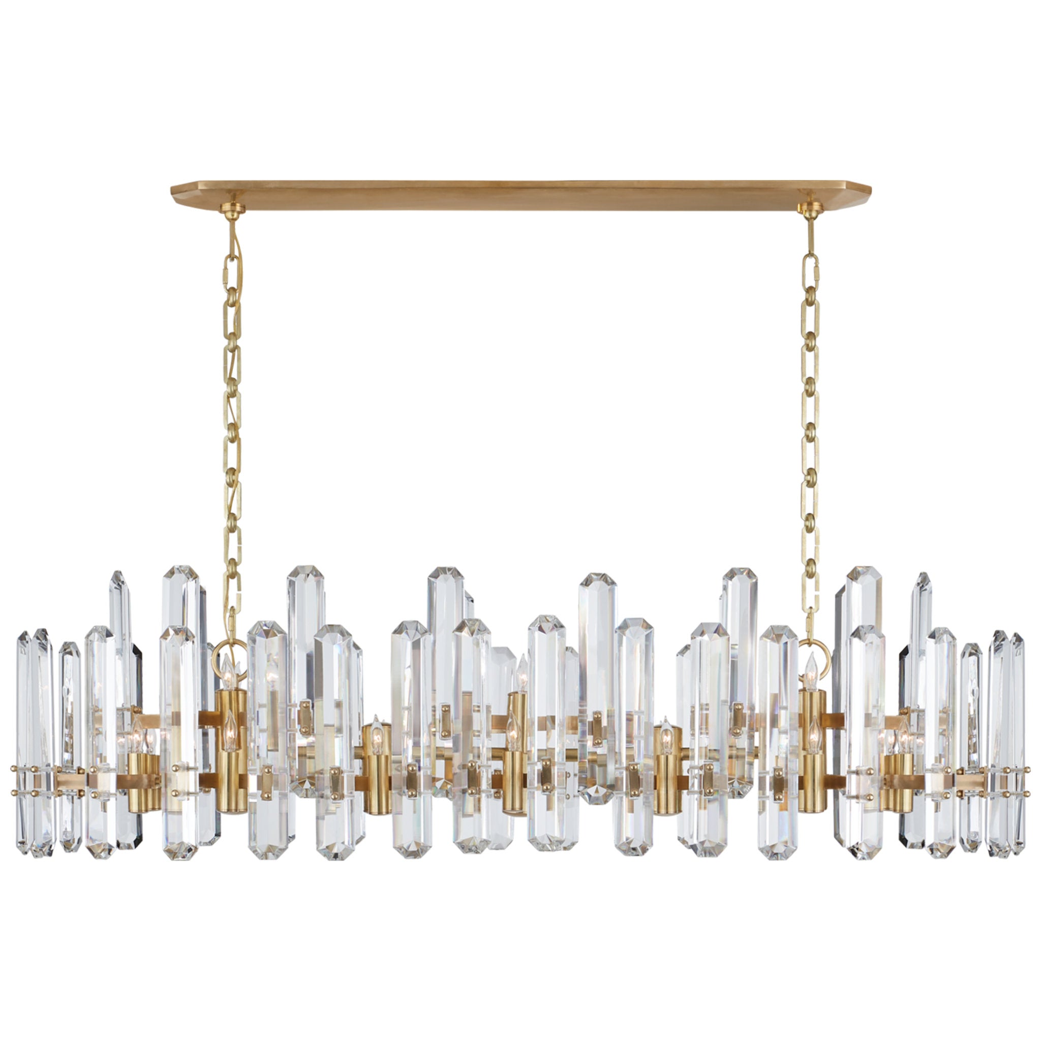 AERIN Bonnington Large Linear Chandelier in Hand Rubbed Antique Brass