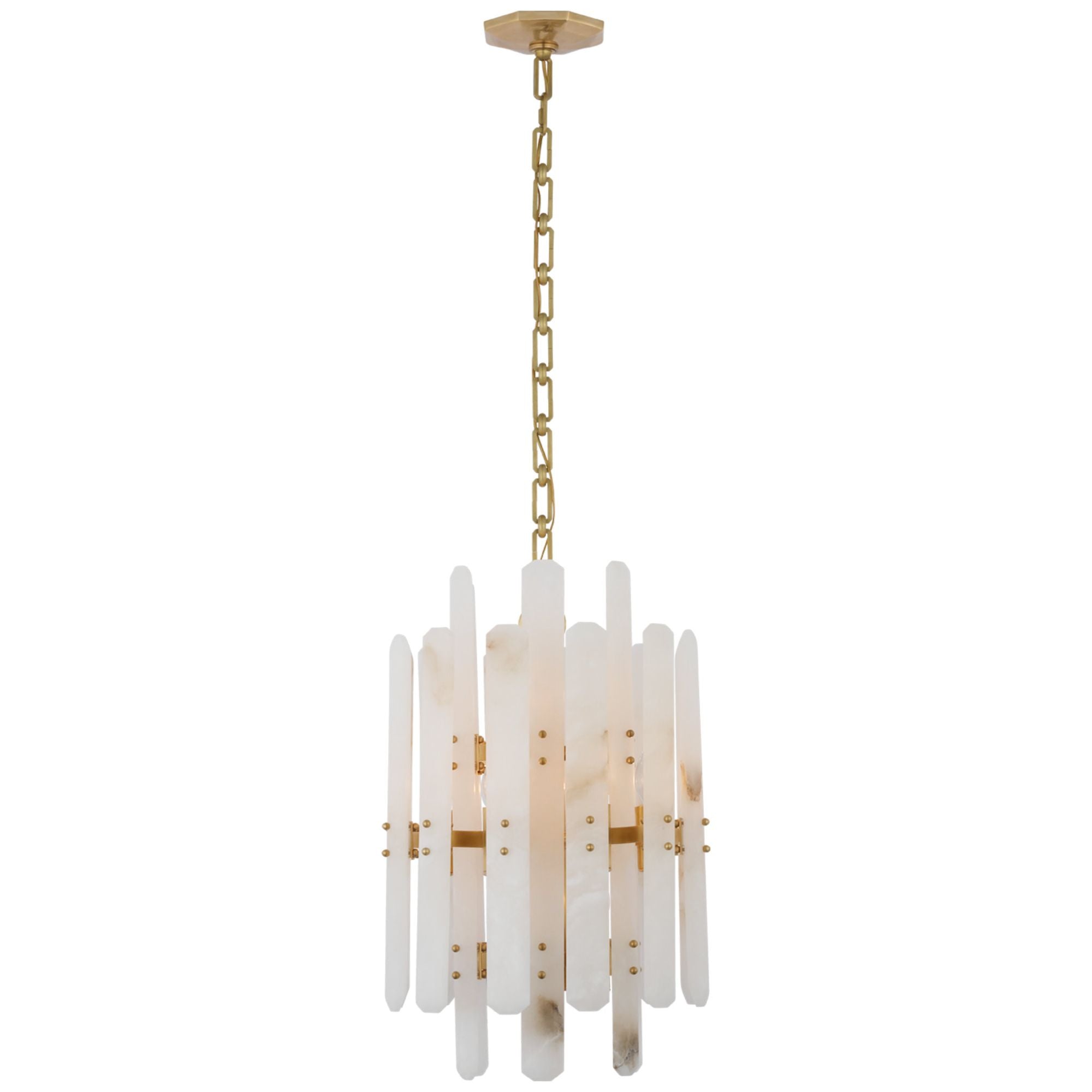 AERIN Bonnington Tall Chandelier in Hand Rubbed Antique Brass with Ala