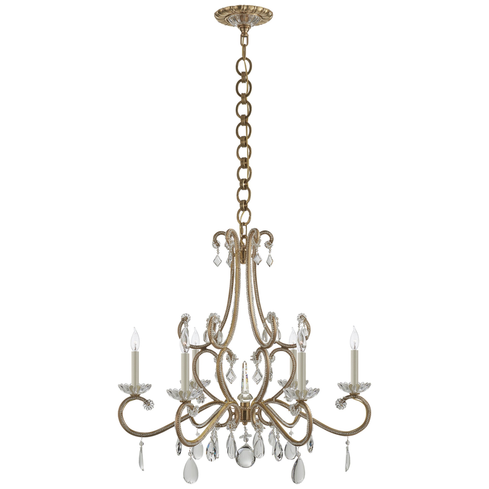 AERIN Montmartre Medium Chandelier in Hand Rubbed Antique Brass with C