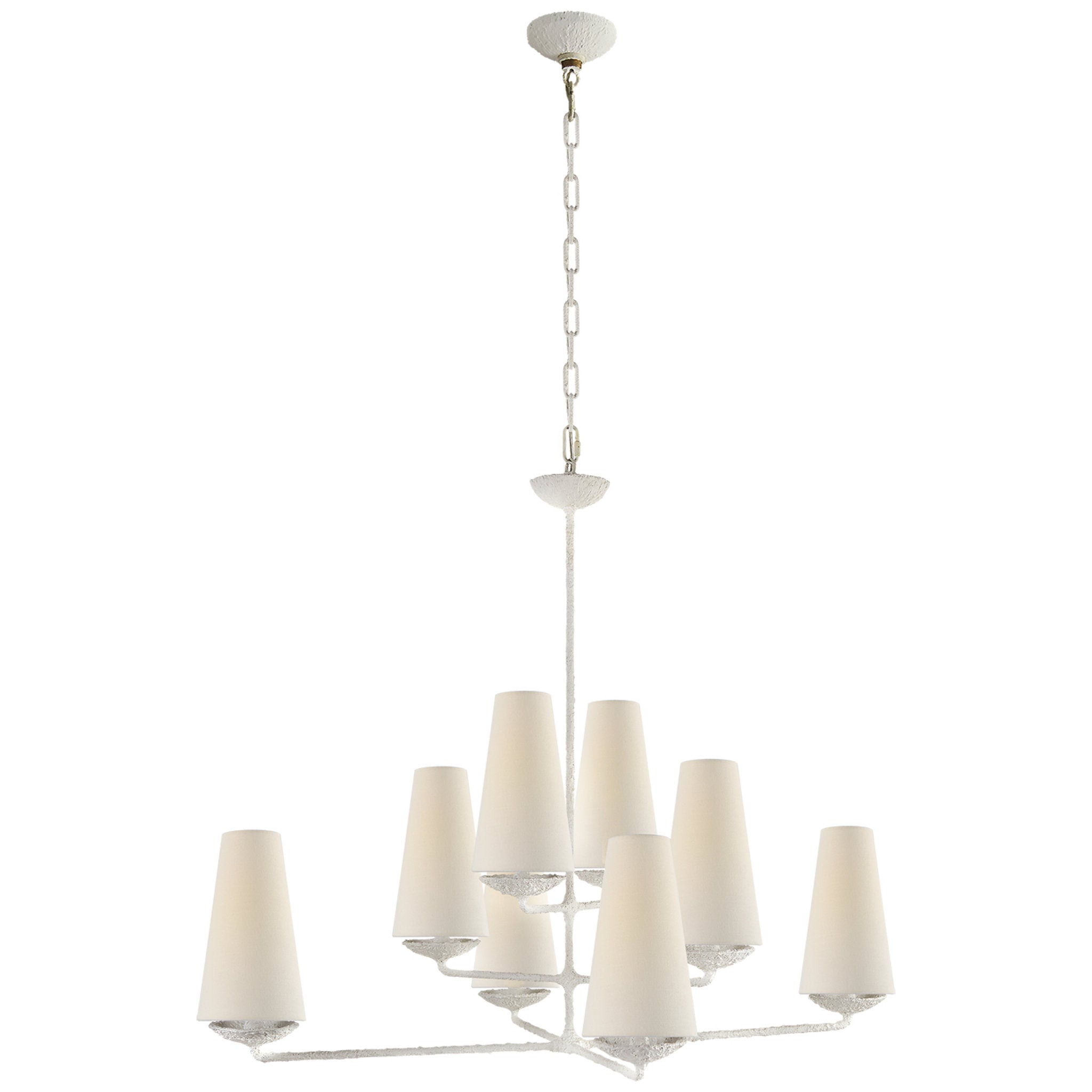 AERIN Fontaine Large Offset Chandelier in Plaster White with Linen Sha