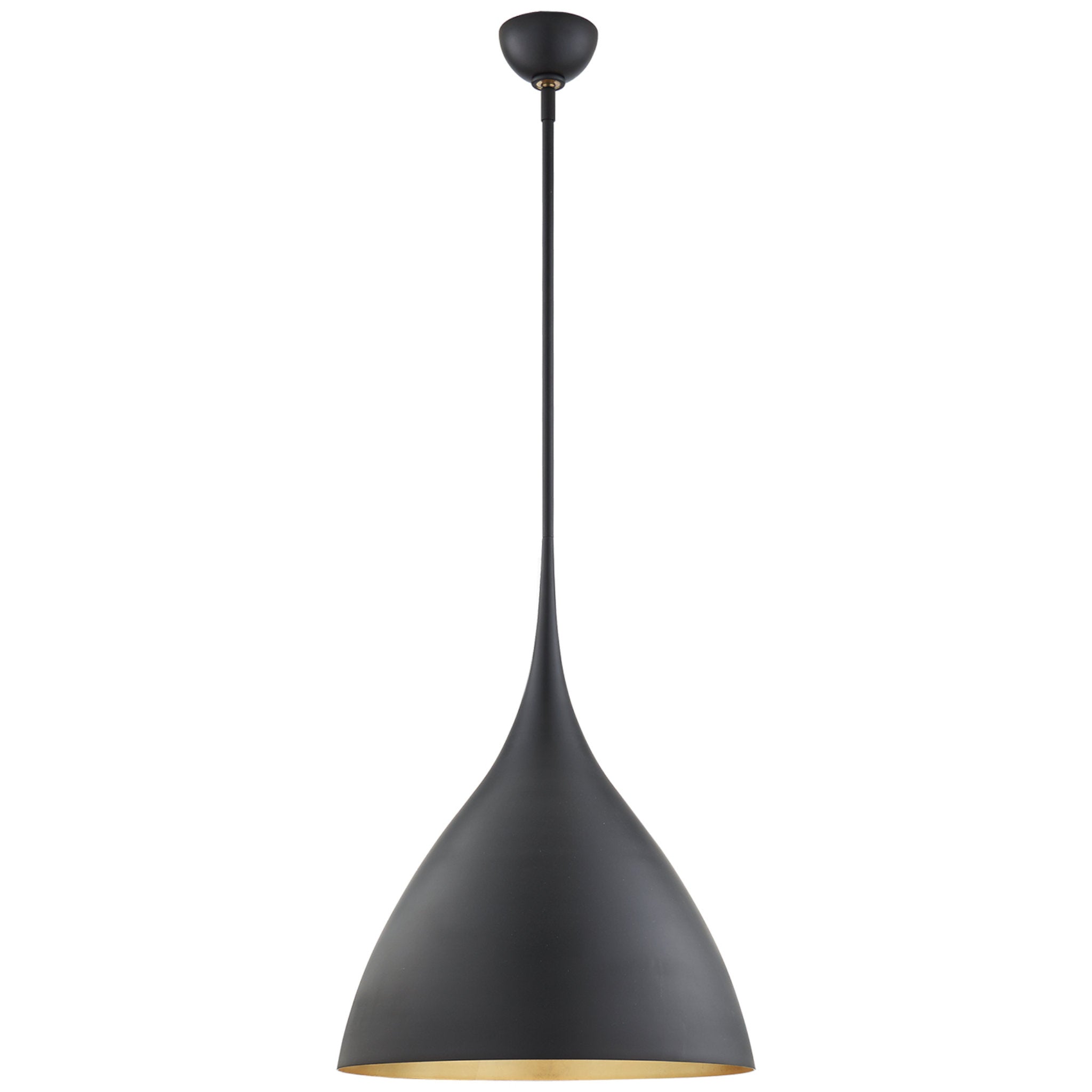 AERIN Agnes Medium Pendant in Matte Black with Gild Interior