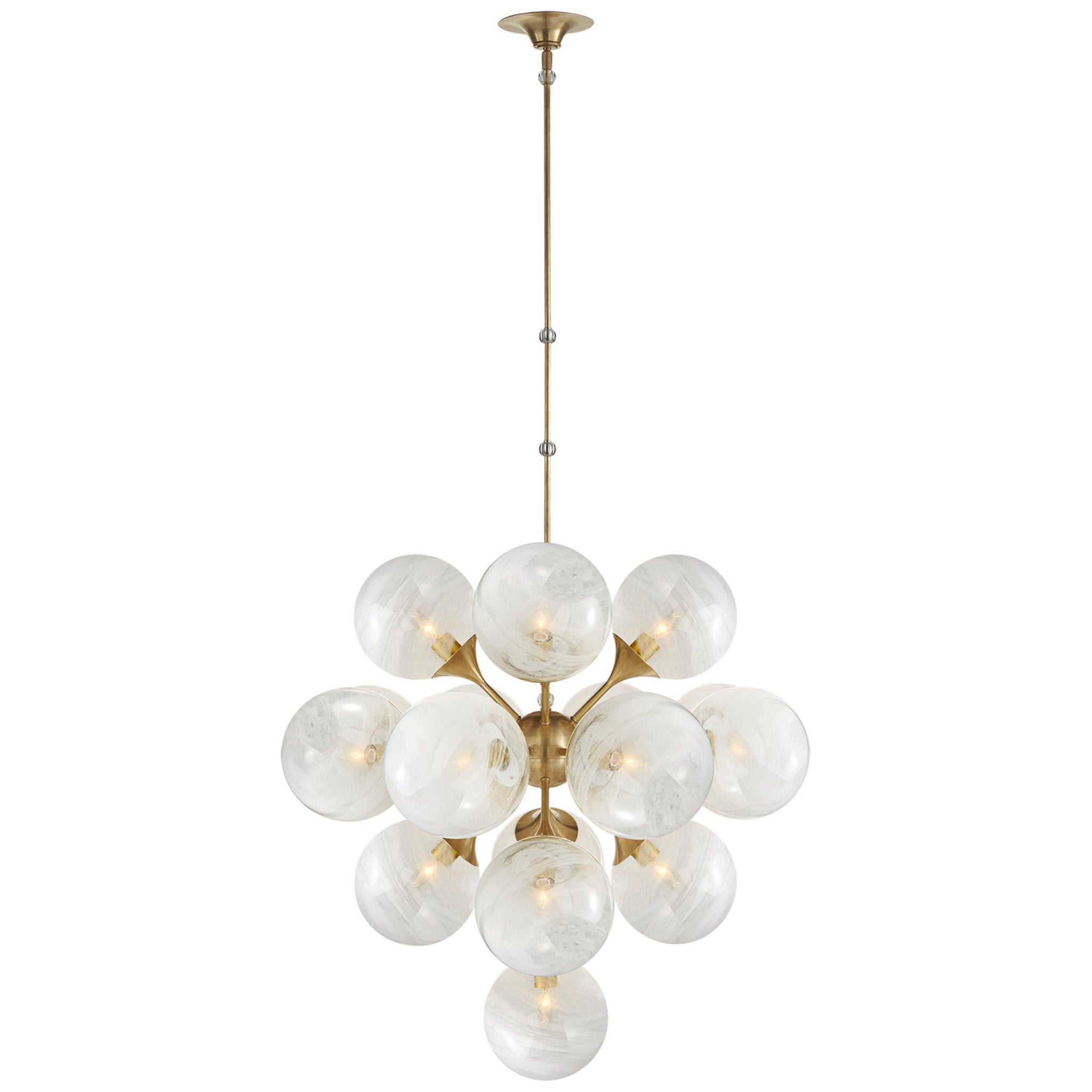 AERIN Cristol Large Tiered Chandelier in Hand Rubbed Antique Brass wit