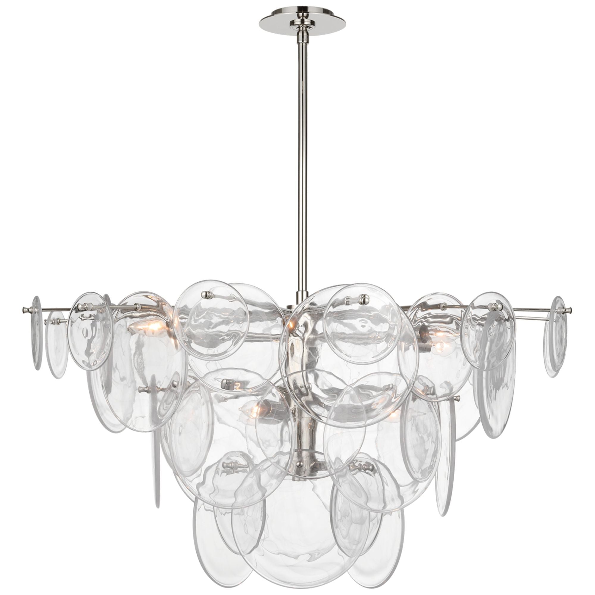 AERIN Loire Large Chandelier in Polished Nickel with Clear Strie Glass