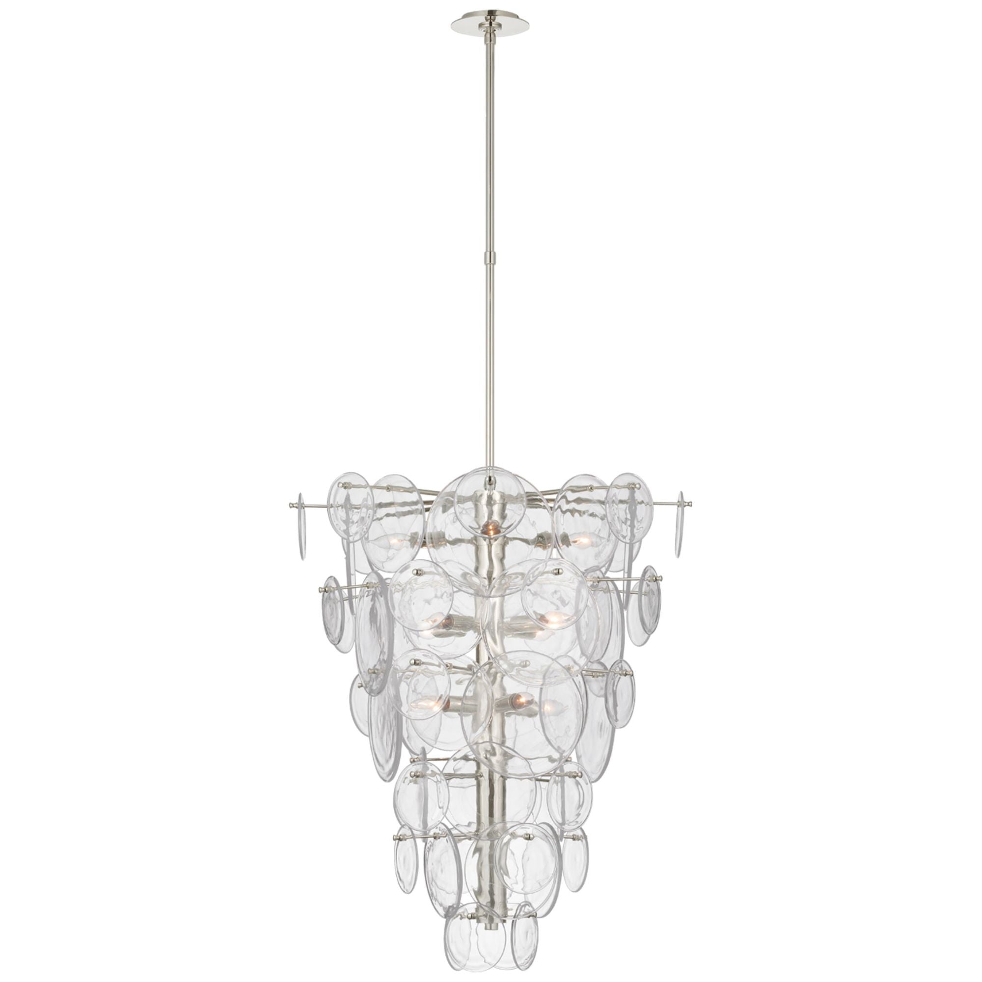 AERIN Loire Cascading Chandelier in Polished Nickel with Clear Strie G